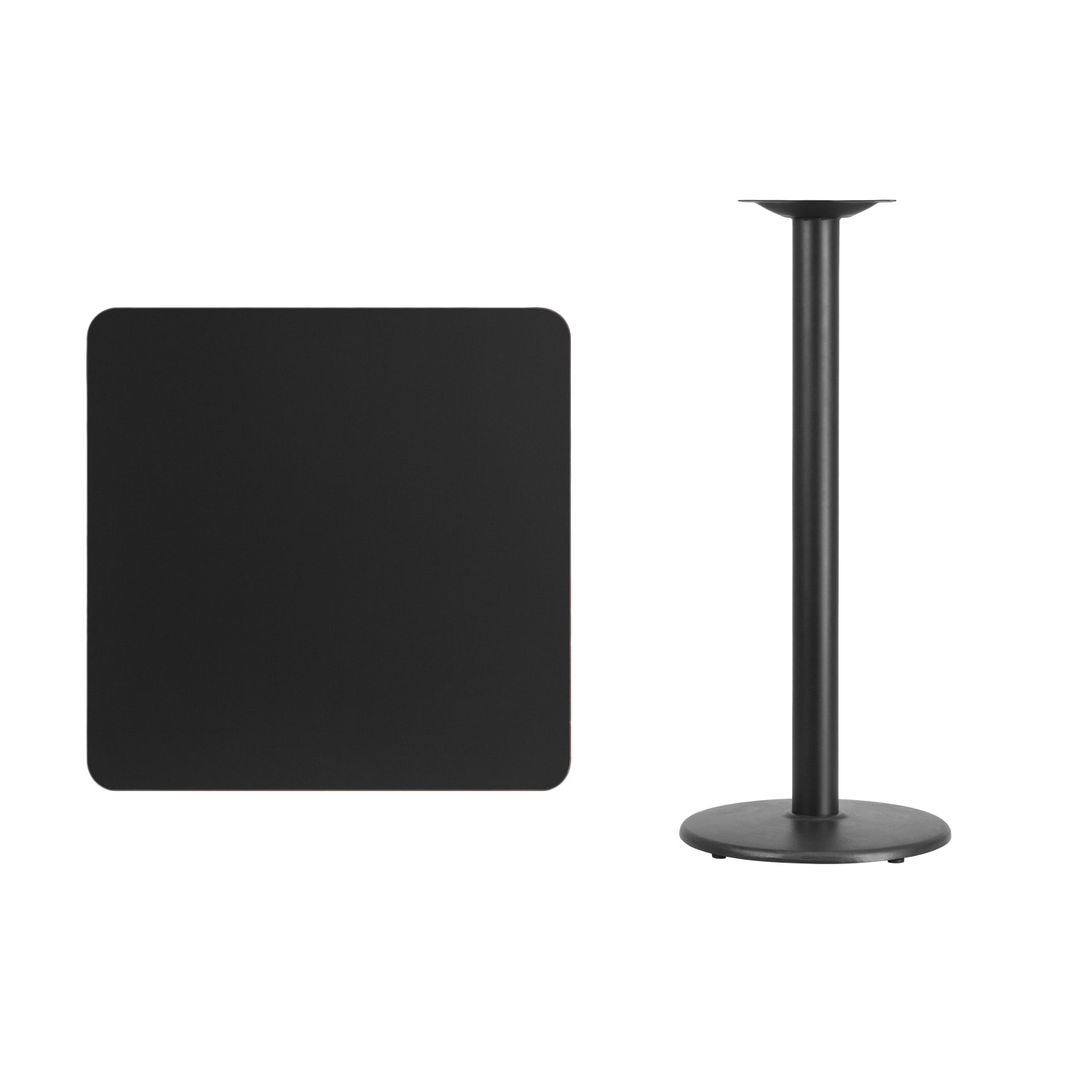 Flash Furniture Square Laminate Table Top With Round Bar Height Table Base, 43-3/16inH x 30inW x 30inD, Black - Image 4