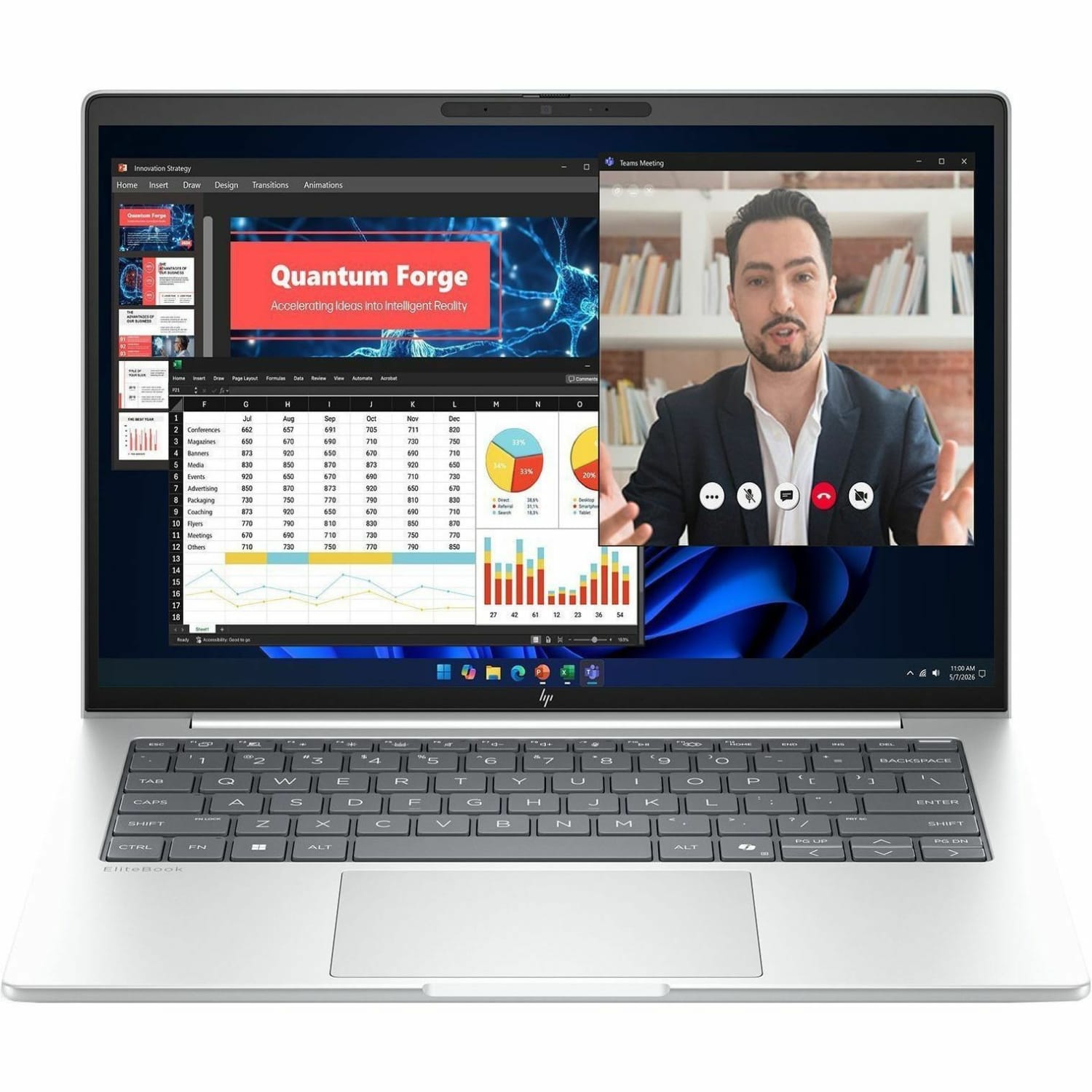 HP EliteBook 8 G2i Notebook Next Gen AI, Copilot+ PC, Intel Core Ultra 5, Win 11 Pro, 16GB, 512GB SSD Glacier Silver Aluminum - Image 6