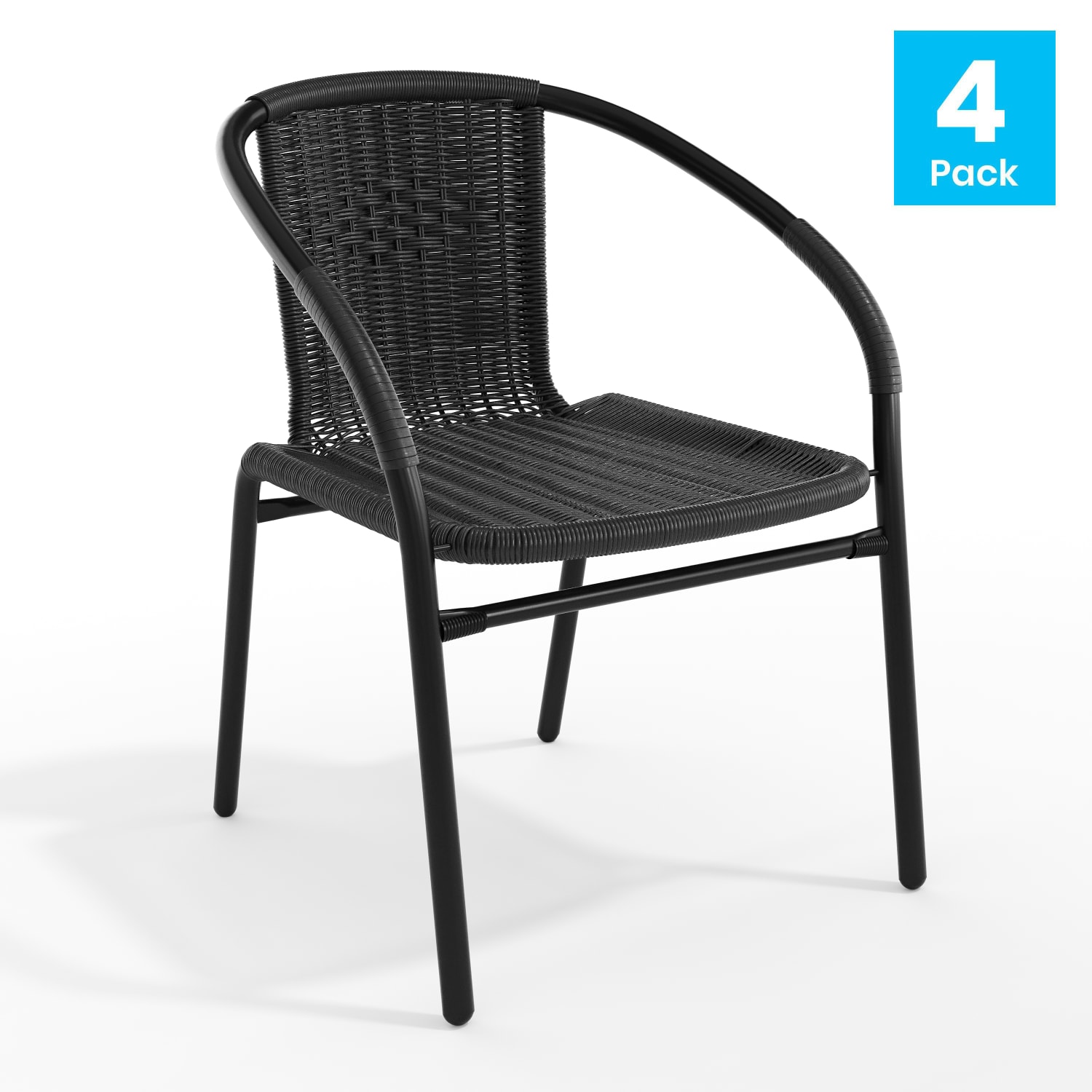 Flash Furniture Rattan IndoorOutdoor Restaurant Stack Chairs Black Pack Of 4 Chairs PopularChairscom Flash Furniture Rattan IndoorOutdoor Restaurant Stack Chairs Black Pack Of 4 Chairs PopularChairscom