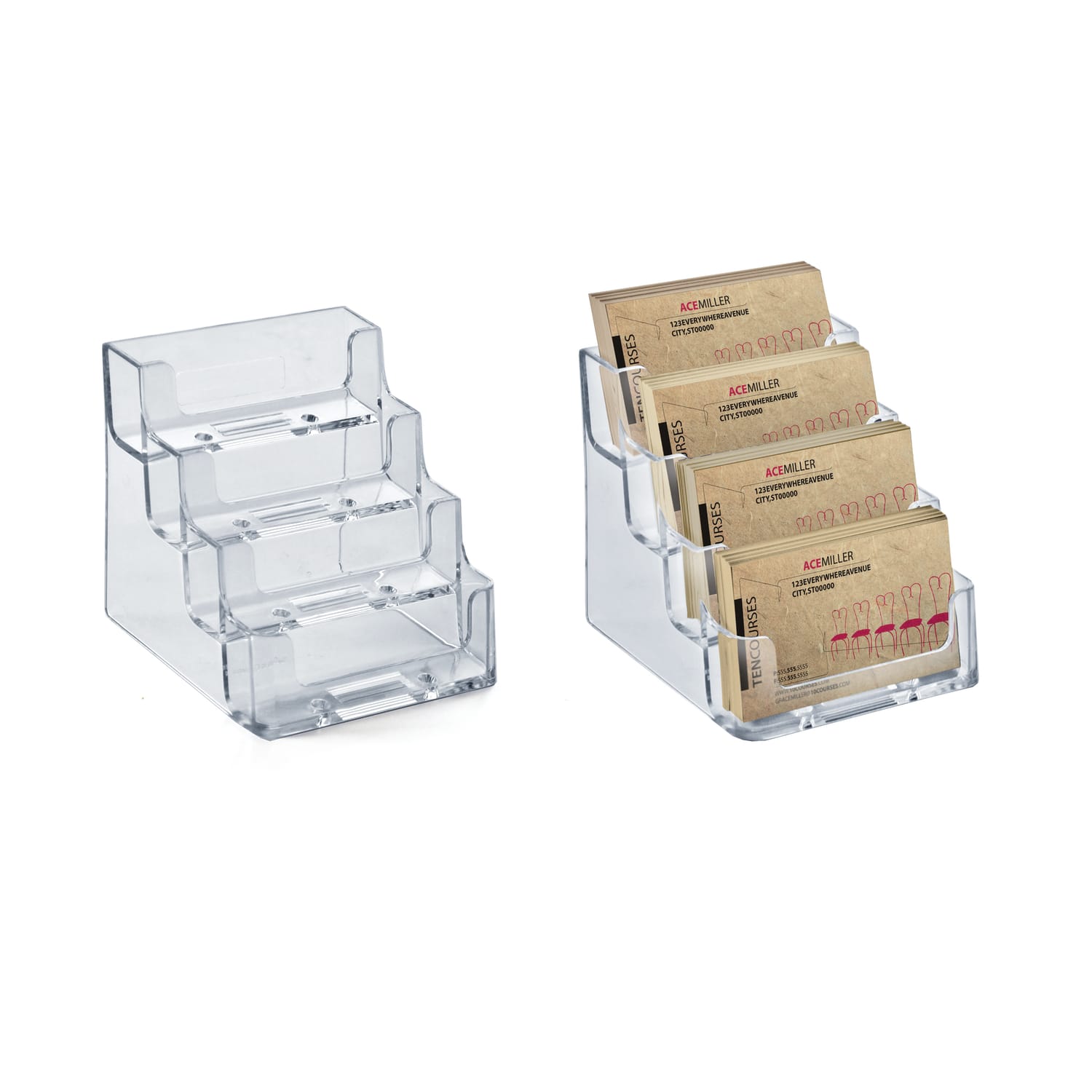 Azar Displays 4-Tier Acrylic Standard Business/Gift Card Holders, Clear, Pack Of 10 - Image 4