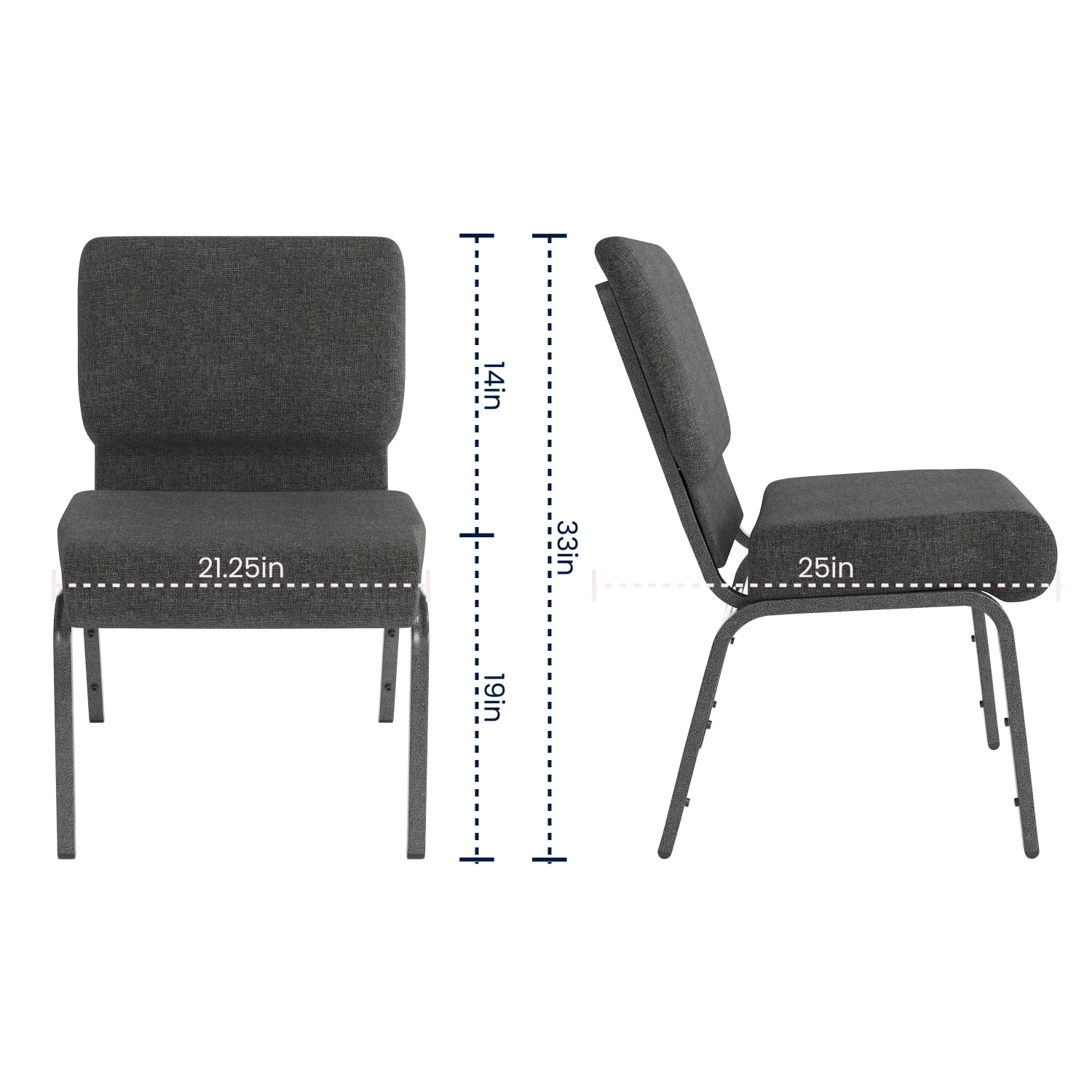 Flash Furniture HERCULES Series 21inW Stackable Church Chair Dark GraySilvervein PopularChairscom