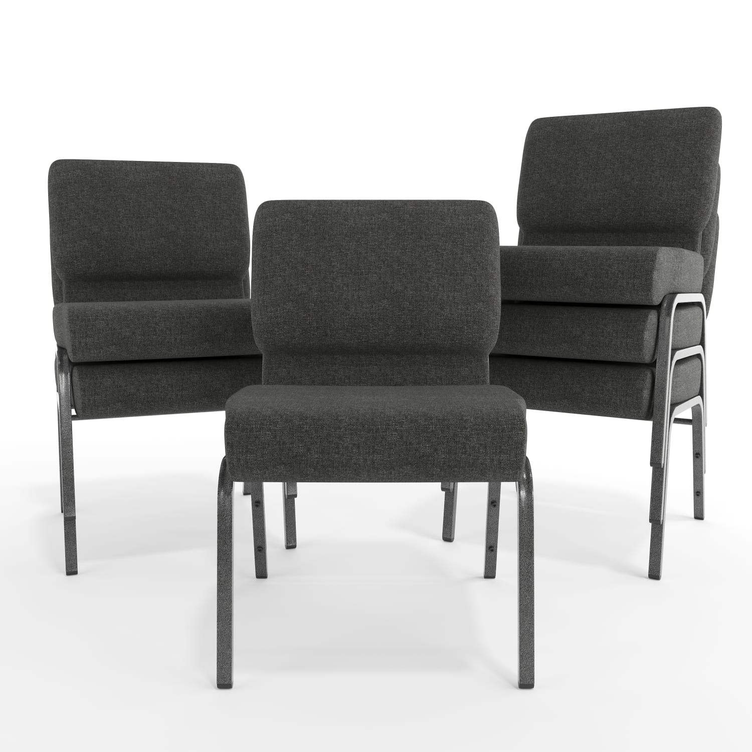 Flash Furniture HERCULES Series 21inW Stackable Church Chair Dark GraySilvervein PopularChairscom