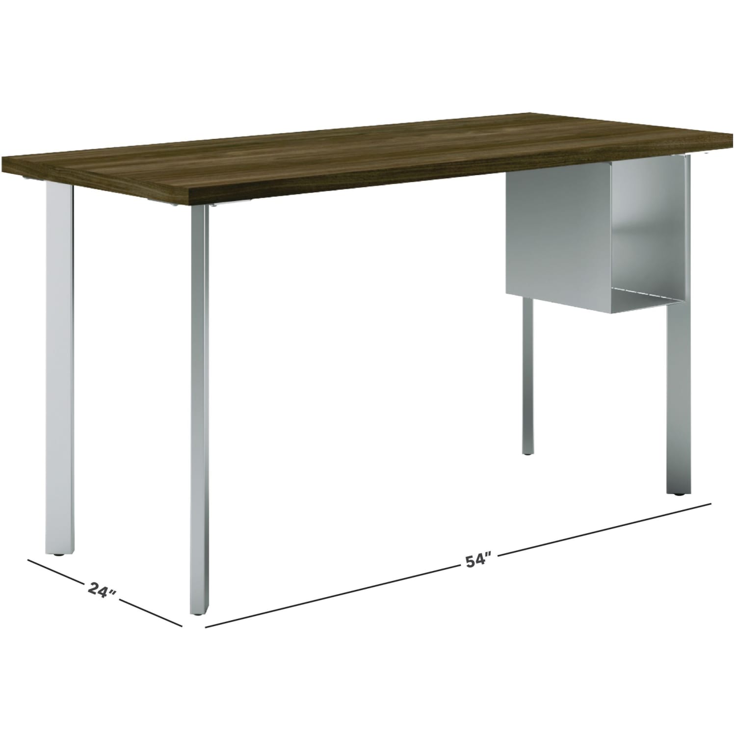 HON Coze 54inW Table Writing Desk With U-Storage, Florence White/Silver - Image 3