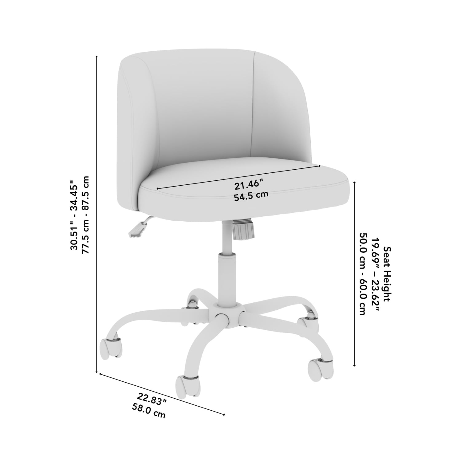 Bush Furniture Pembroke Ergonomic Fabric Armless Mid Back Desk Chair for Home Office, Beige Fabric, Standard Delivery - Image 4