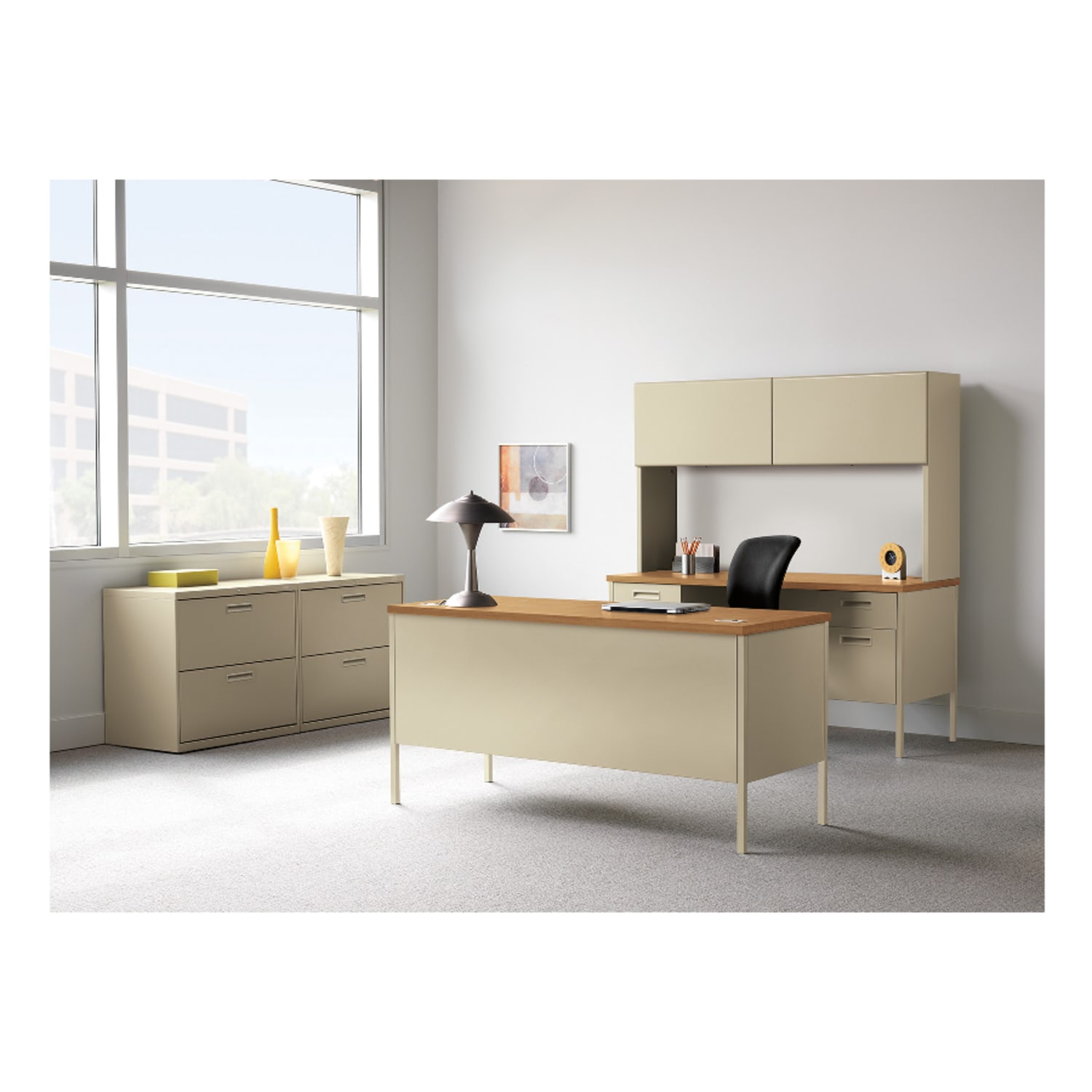 HON Metro Classic 60inW Computer Desk Credenza, Harvest/Putty - Image 3