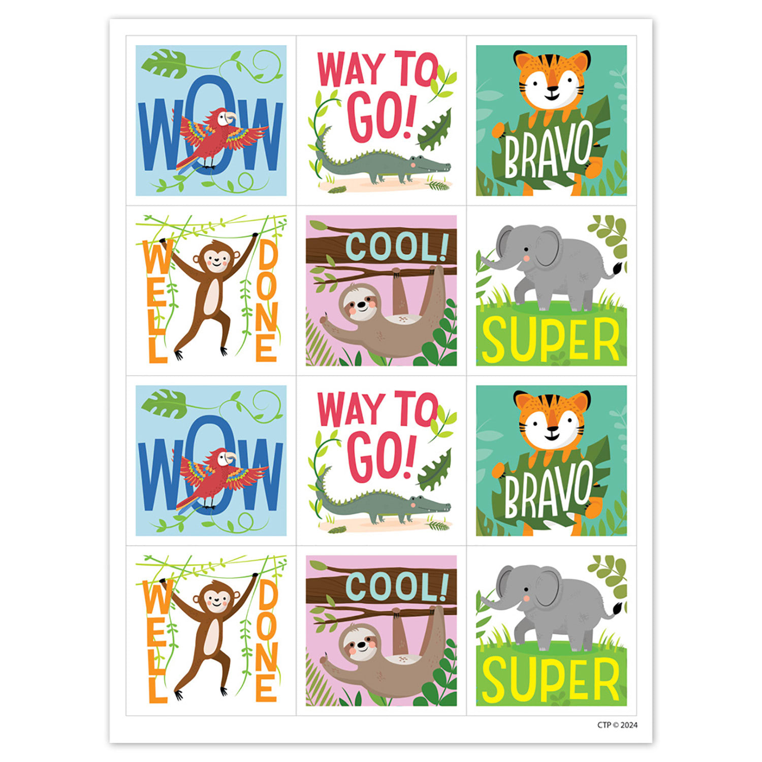 Creative Teaching Press Reward Stickers, Jungle Friends, 60 Stickers Per Pack, Bundle Of 6 Packs - Image 3