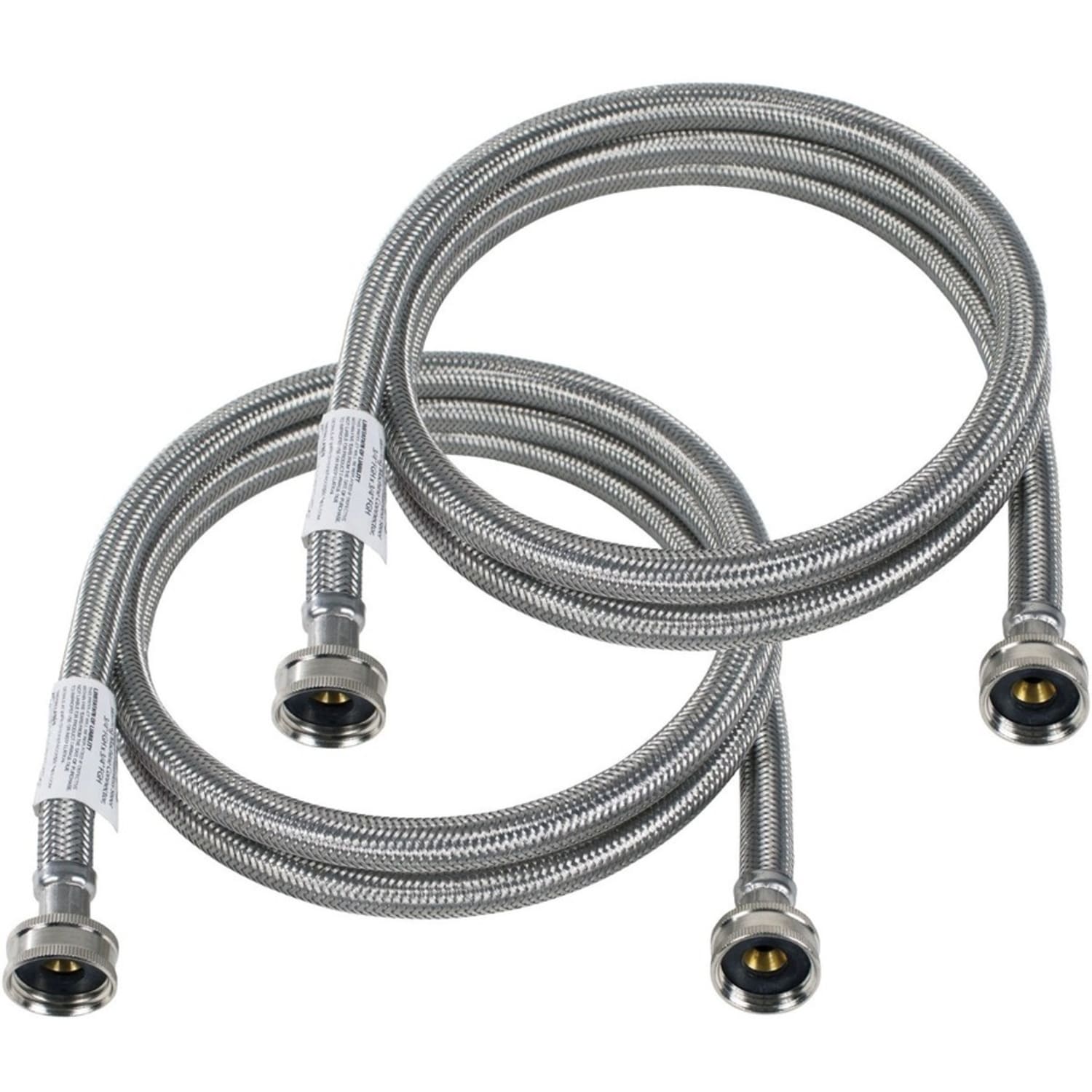 Certified Appliance Accessories 2 pk Braided Stainless Steel Washing Machine Hoses - 72in - Silver, Stainless Steel - Stainless Steel, Vinyl, Polyvinyl Chloride (PVC), Polyester, Brass - 2 - Image 3
