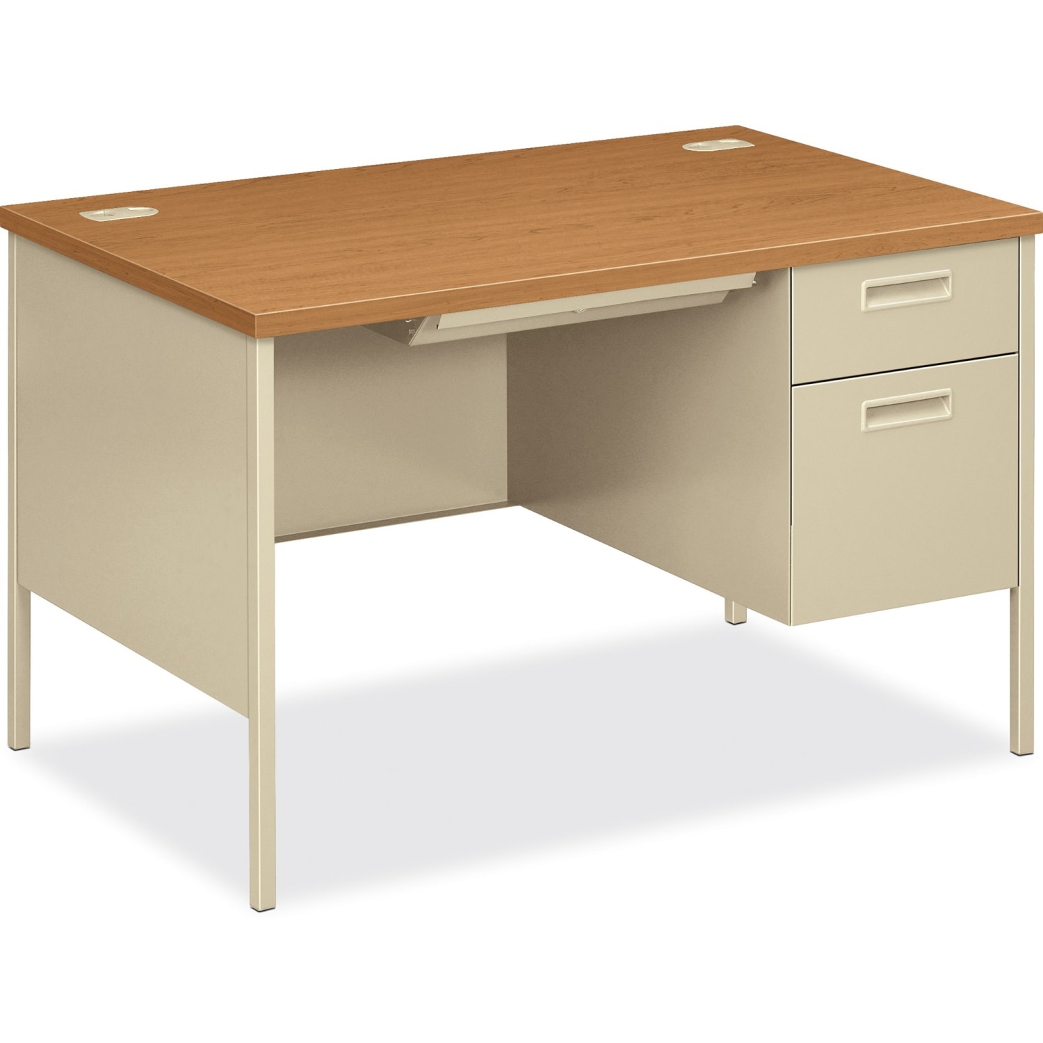 HON Metro Classic 48inW Single-Pedestal Computer Desk, Harvest/Putty - Image 4