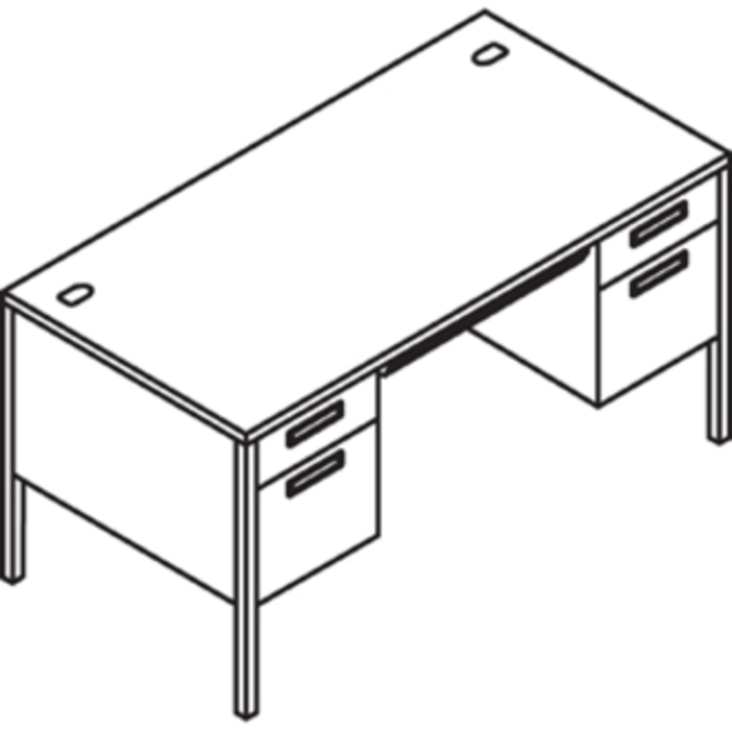HON Metro 60inW Classic Double-Pedestal Computer Desk, Harvest/Putty - Image 6