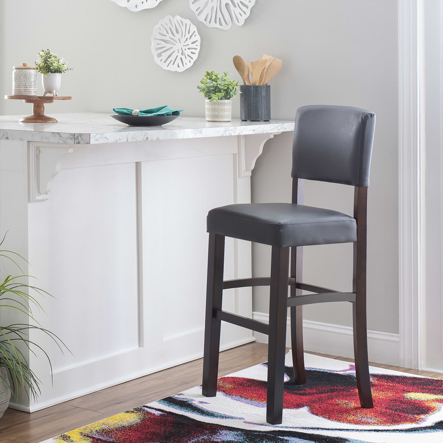 Linon Franklin Faux Leather Bar Stool EspressoDark Brown PopularChairscom