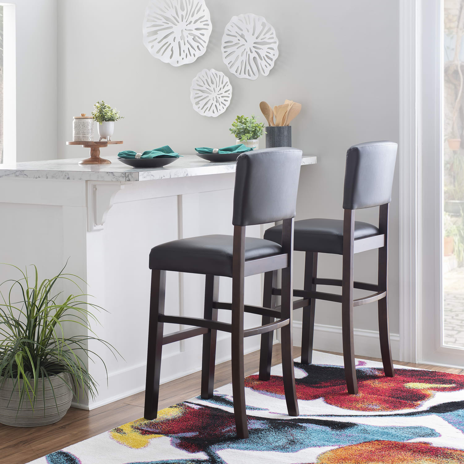 Linon Franklin Faux Leather Bar Stool EspressoDark Brown PopularChairscom