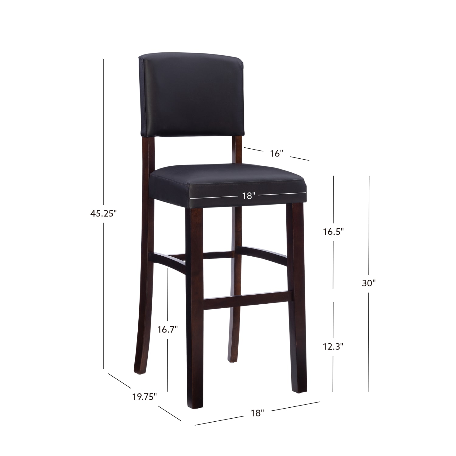 Linon Franklin Faux Leather Bar Stool EspressoDark Brown PopularChairscom