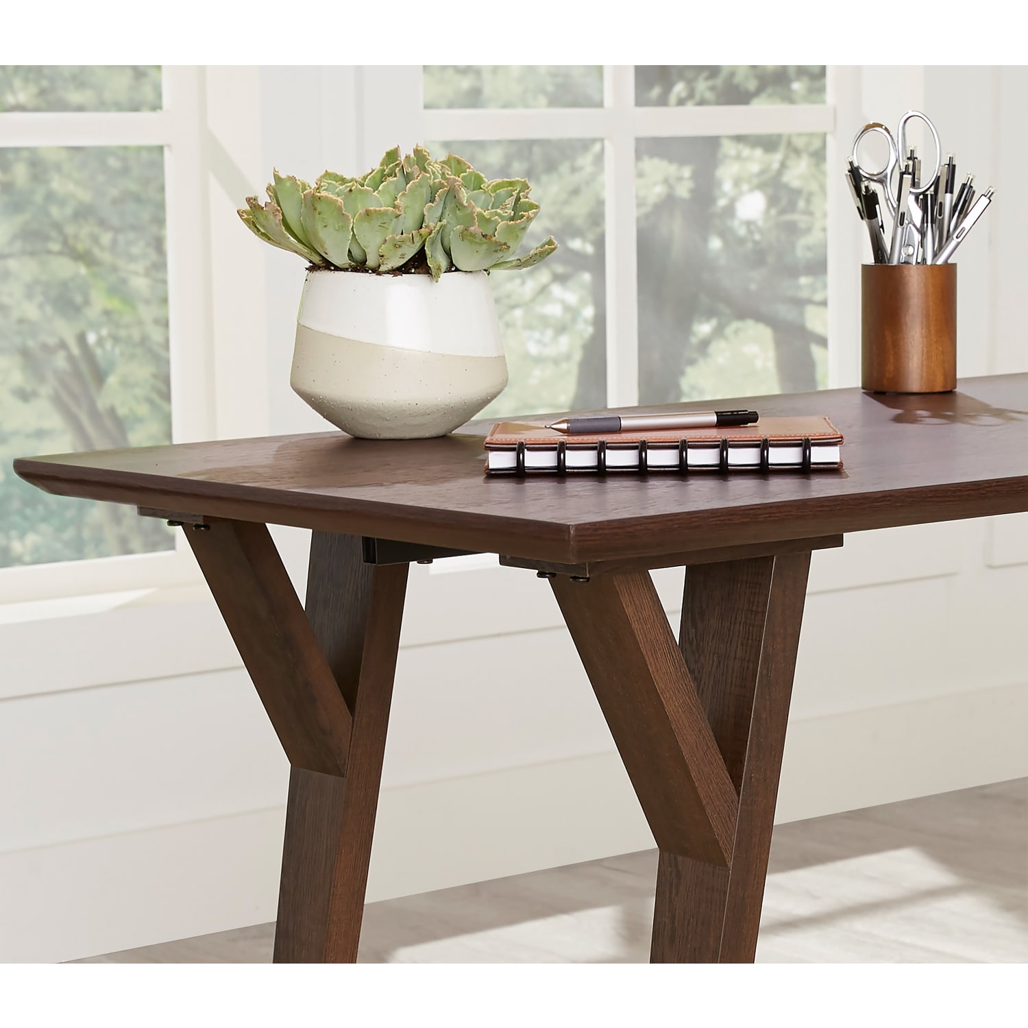 Realspace Trezza 62inW L-Shaped Computer Desk, Warm Walnut - Image 5