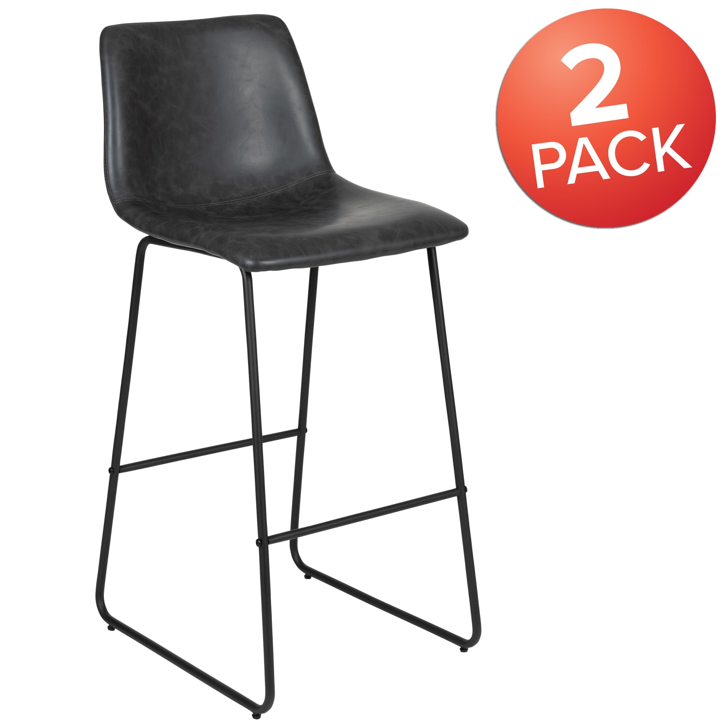Flash Furniture LeatherSoft Faux Leather 30in Bar Stools Set Of 2 Bar Stools GrayBlack PopularChairscom Flash Furniture LeatherSoft Faux Leather 30in Bar Stools Set Of 2 Bar Stools GrayBlack PopularChairscom