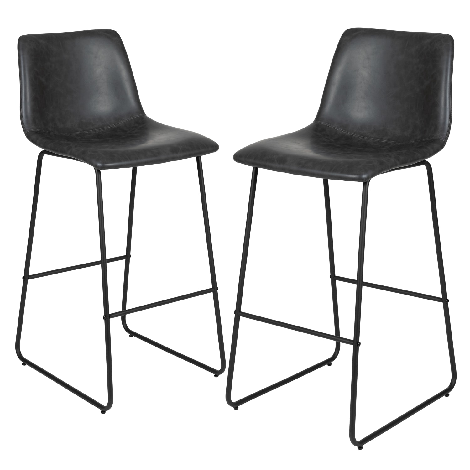 Flash Furniture LeatherSoft Faux Leather 30in Bar Stools Set Of 2 Bar Stools GrayBlack PopularChairscom Flash Furniture LeatherSoft Faux Leather 30in Bar Stools Set Of 2 Bar Stools GrayBlack PopularChairscom