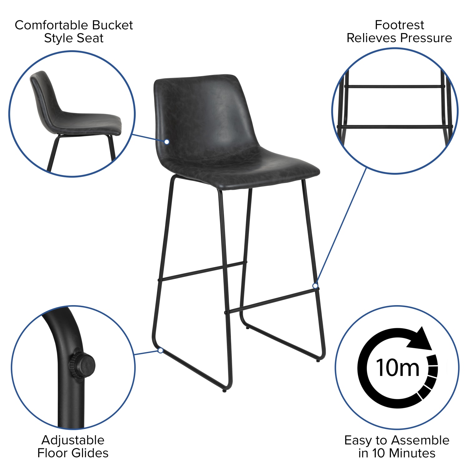 Flash Furniture LeatherSoft Faux Leather 30in Bar Stools Set Of 2 Bar Stools GrayBlack PopularChairscom Flash Furniture LeatherSoft Faux Leather 30in Bar Stools Set Of 2 Bar Stools GrayBlack PopularChairscom