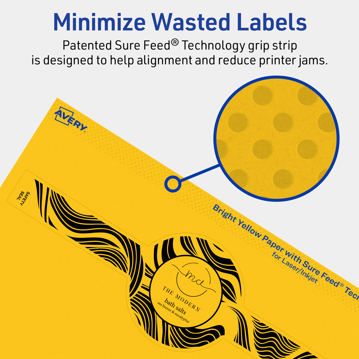 Avery Printable Labels With Sure Feed Technology, 94117-BYP80, Cigar, 2-3/8in x 8in, Matte Bright Yellow, Pack of 240 - Image 5