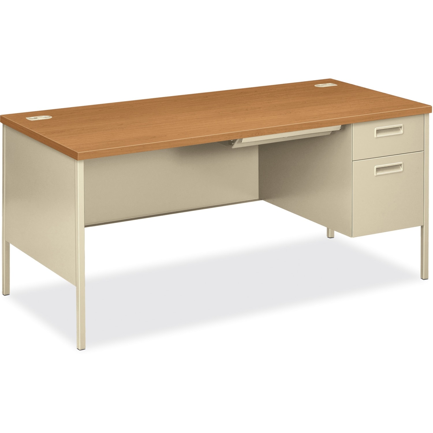 HON Metro Classic 66inW Right-Pedestal Computer Desk, Harvest/Putty - Image 4