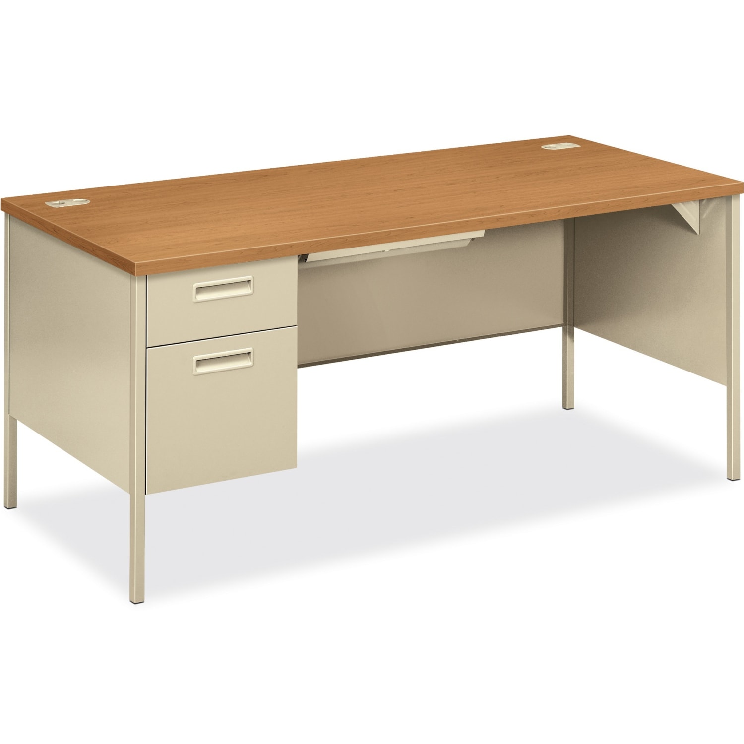 HON Metro Classic 66inW Left-Pedestal Computer Desk, Harvest/Putty - Image 4