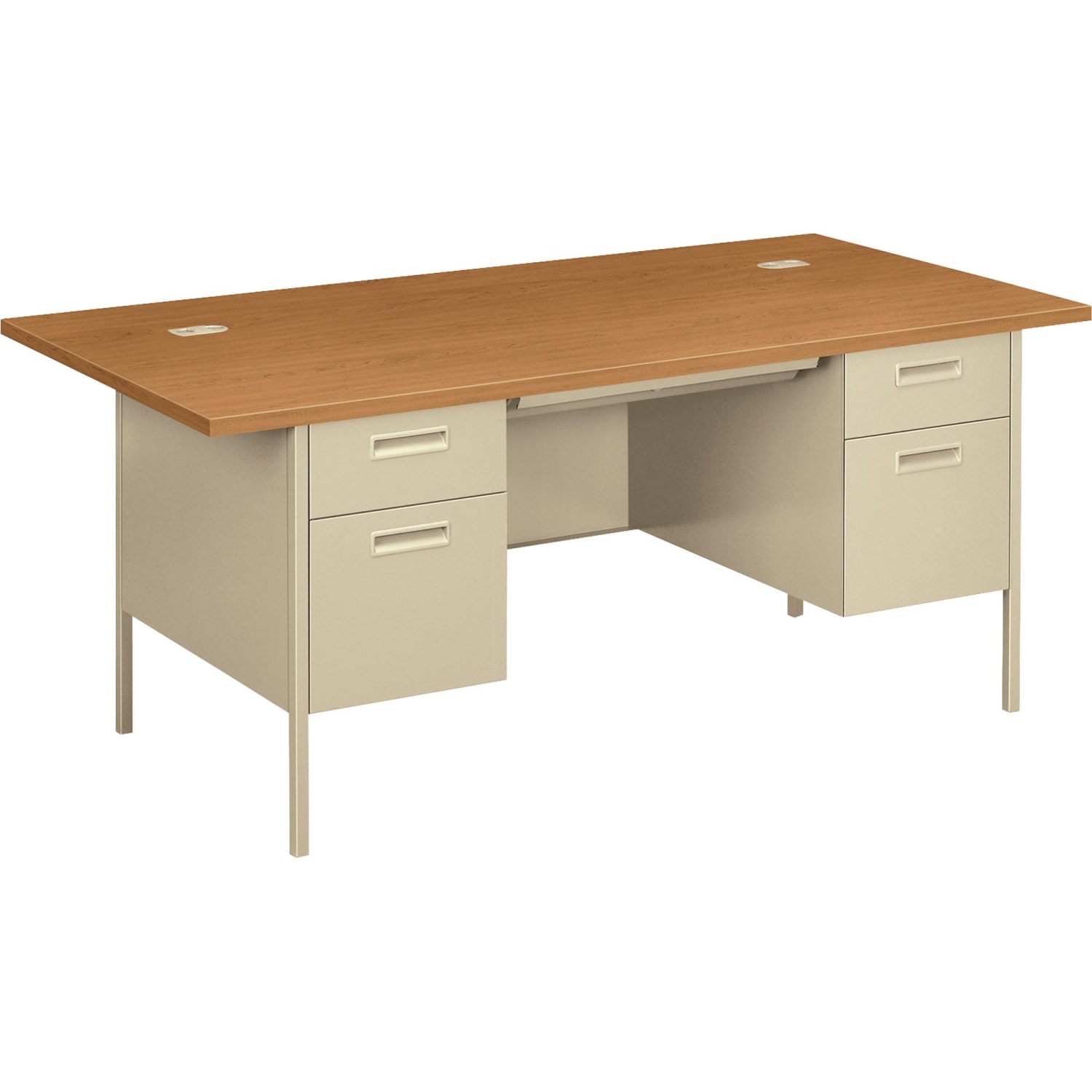 HON Metro Classic 72inW Double-Pedestal Computer Desk, Harvest/Putty - Image 5