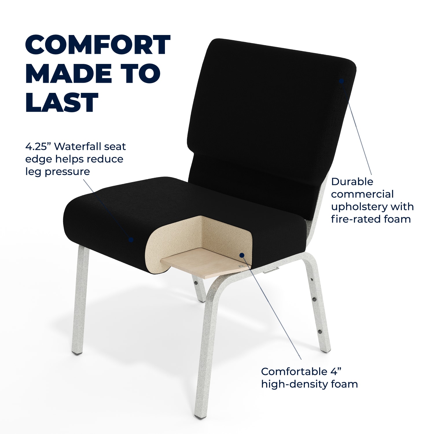 Flash Furniture HERCULES 21inW Stacking Church Chair, Black/Silvervein - Image 5