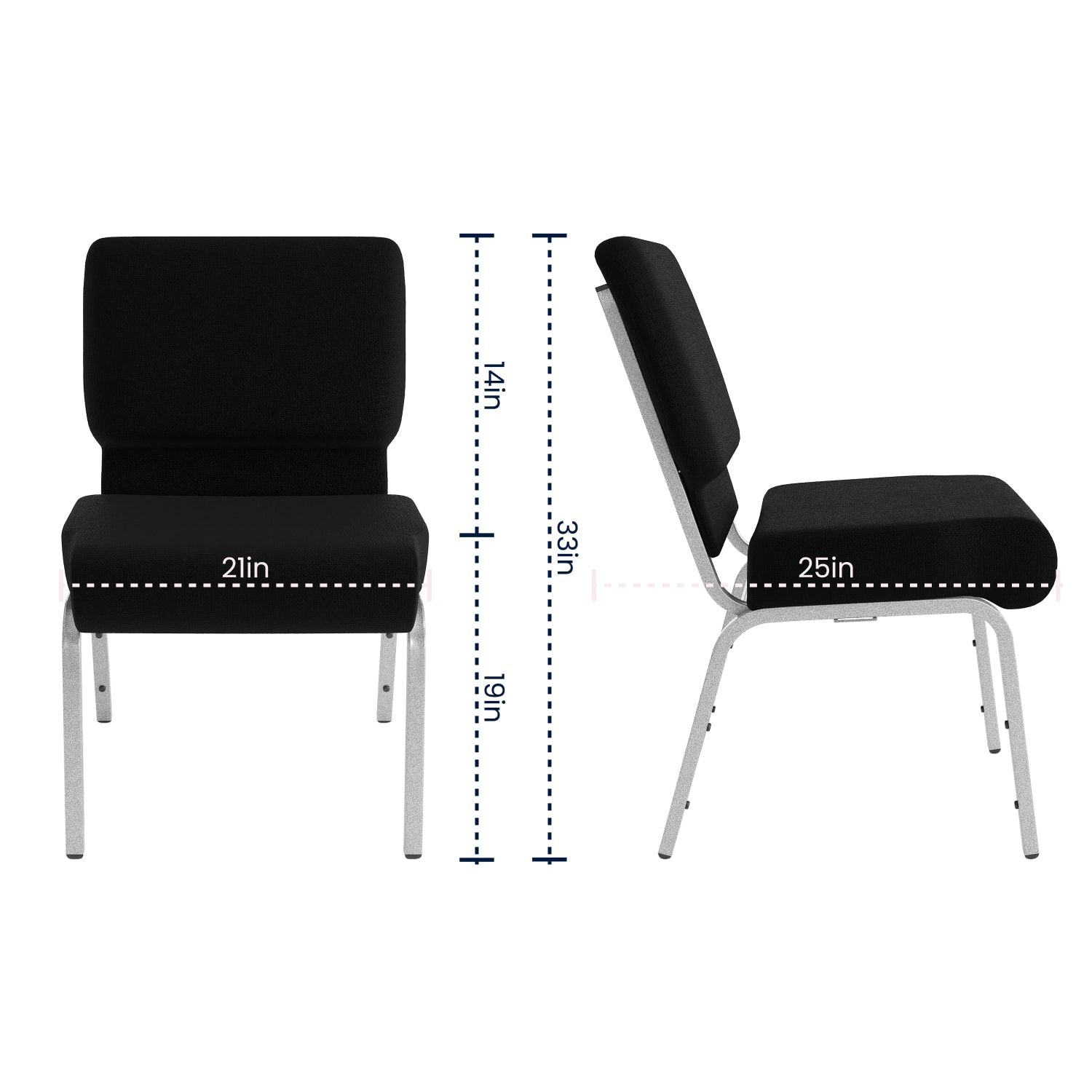 Flash Furniture HERCULES 21inW Stacking Church Chair, Black/Silvervein - Image 8