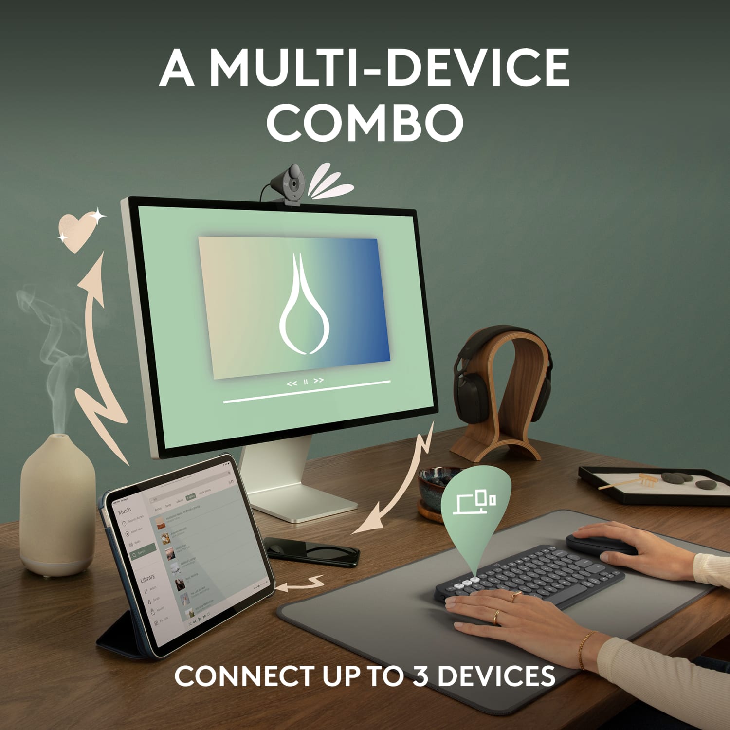 Logitech Pebble 2 Combo Wireless Keyboard And Mouse, Tonal White - Image 4