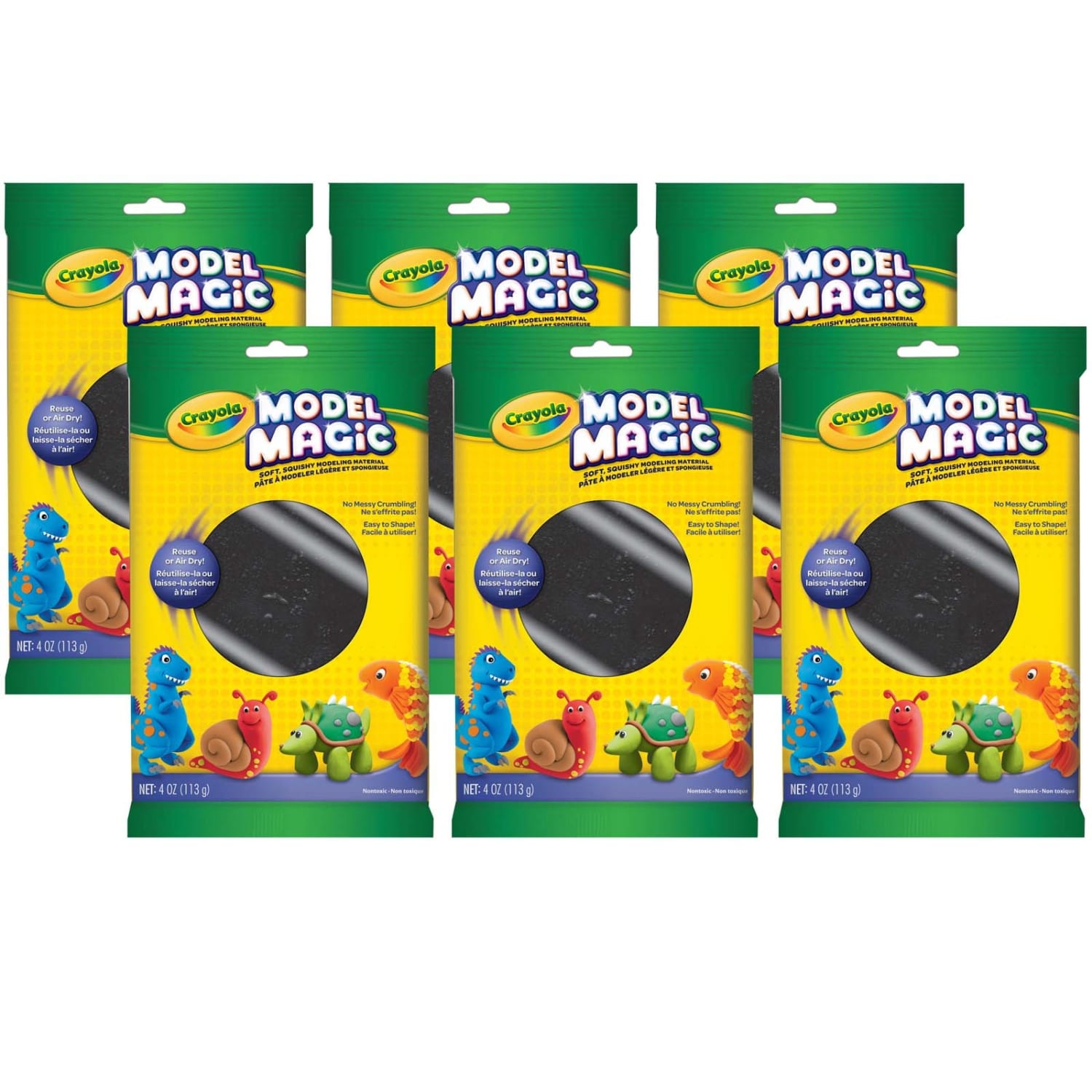 Crayola Model Magic Modeling Compound, 4 oz., Black, Set Of 6 Packs
