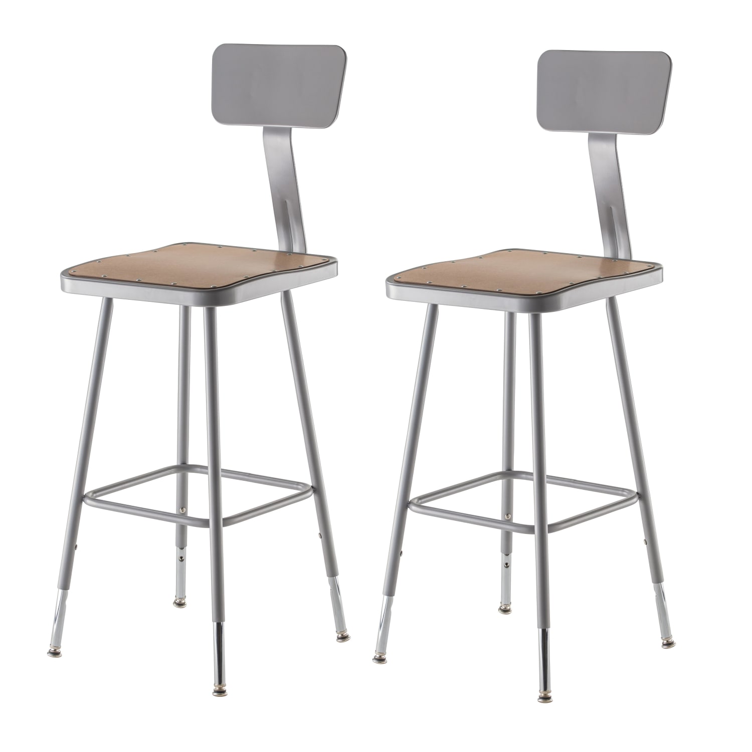 National Public Seating Hardboard Adjustable Height Task Stools With Backs 25inH 33inH GrayBrown Pack Of 2 Stools PopularChairscom