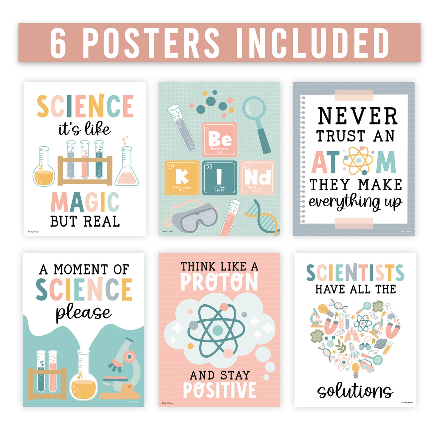 Hadley Designs Posters, Boho Science Bulletin Board Classroom Posters, Set Of 6 - Image 3