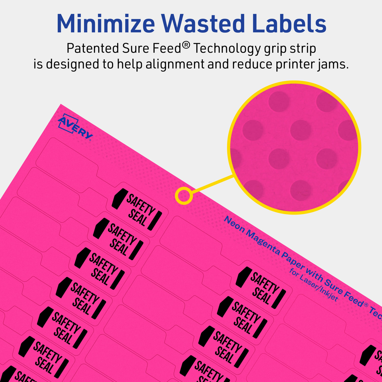 Avery Printable Labels With Sure Feed Technology, 94749-NMP80, Barbell, 1/2in x 2-1/2in, Matte Neon Magenta, Pack of 3600 - Image 5