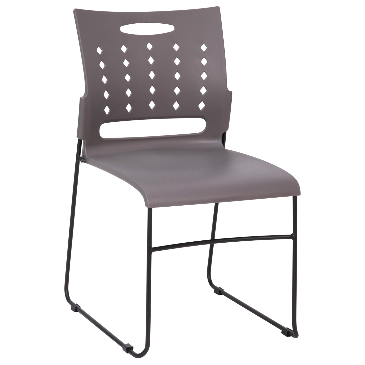 Flash Furniture Sled-Base Stacking Chairs With Handles And Air-Vent Backs, Gray