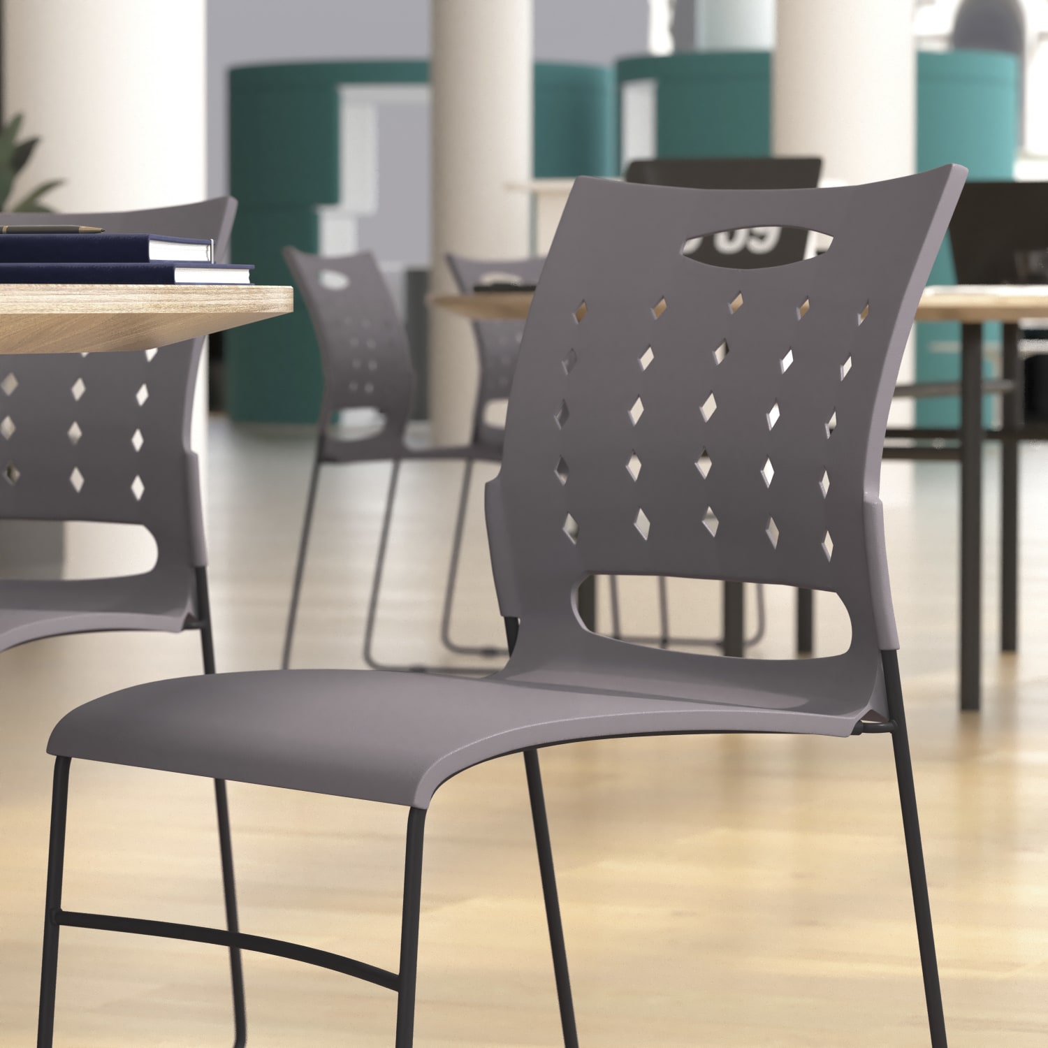 Flash Furniture SledBase Stacking Chairs With Handles And AirVent Backs Gray PopularChairscom Flash Furniture Sled Base Stacking Chairs With Handles And Air Vent Backs Gray PopularChairscom