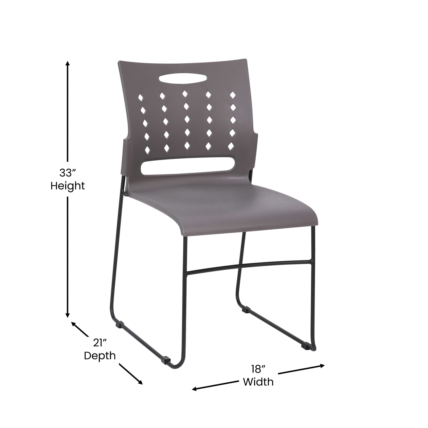 Flash Furniture SledBase Stacking Chairs With Handles And AirVent Backs Gray PopularChairscom Flash Furniture Sled Base Stacking Chairs With Handles And Air Vent Backs Gray PopularChairscom