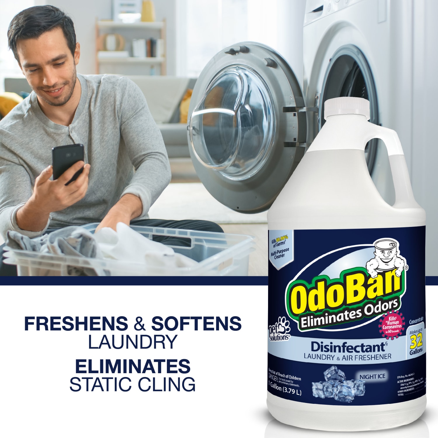 OdoBan Odor Eliminator Disinfectant Concentrate, Night Ice Scent, 128 Oz, Clear - Image 5