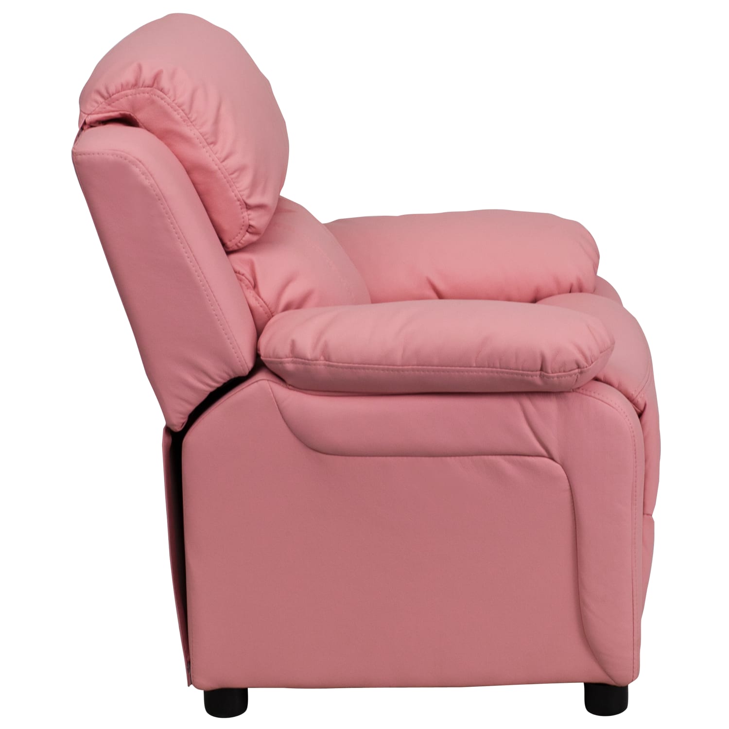 Flash Furniture Deluxe Padded Contemporary Vinyl Kids Recliner Accent Chair With Storage Arms Pink PopularChairscom