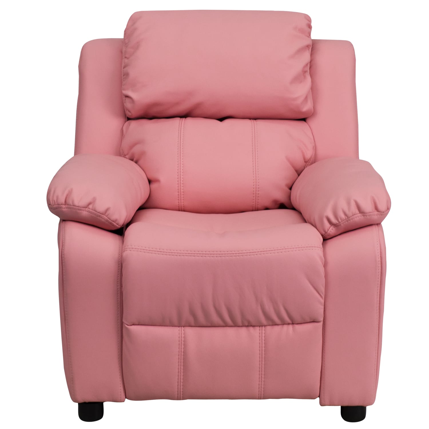 Flash Furniture Deluxe Padded Contemporary Vinyl Kids Recliner Accent Chair With Storage Arms Pink PopularChairscom