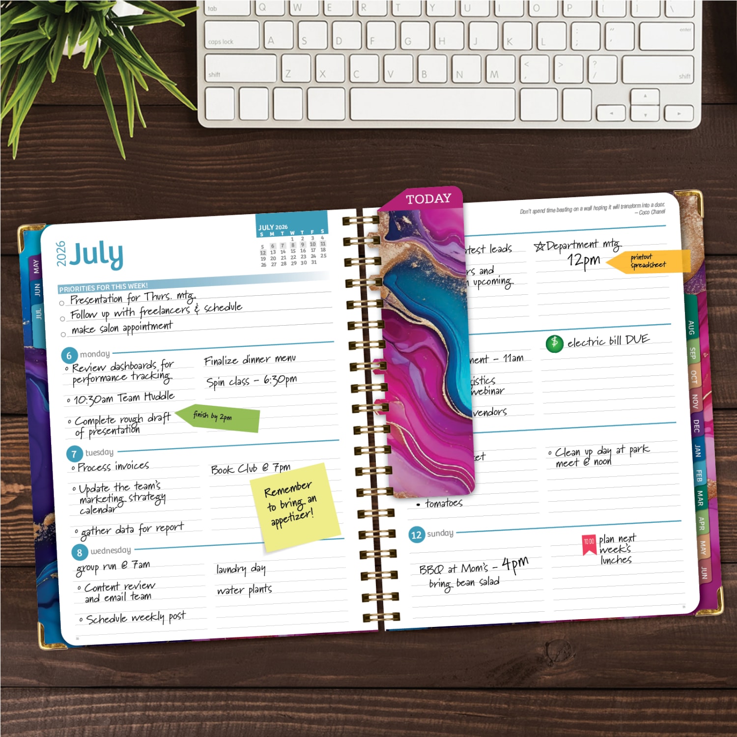 2026-2027 Excello Brands 14-Month Academic Year Hardcover Weekly/Monthly Fashion Planner, 8-1/2in x 11in, Pink Purple Marble, May To June, Total Qty 1 - Image 4