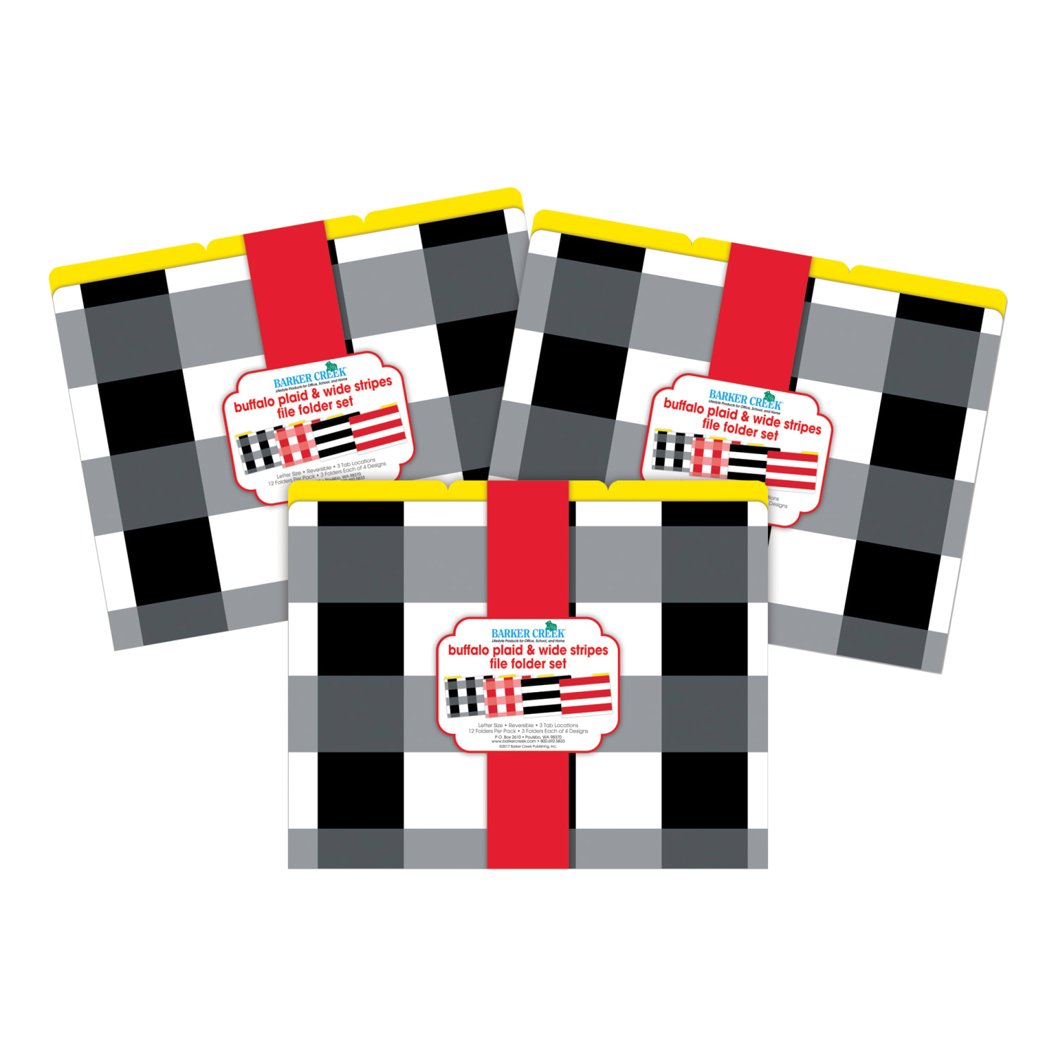 Barker Creek Tab File Folders, Letter Size, Buffalo Plaid/Wide Stripes, Pack Of 36 Folders - Image 4