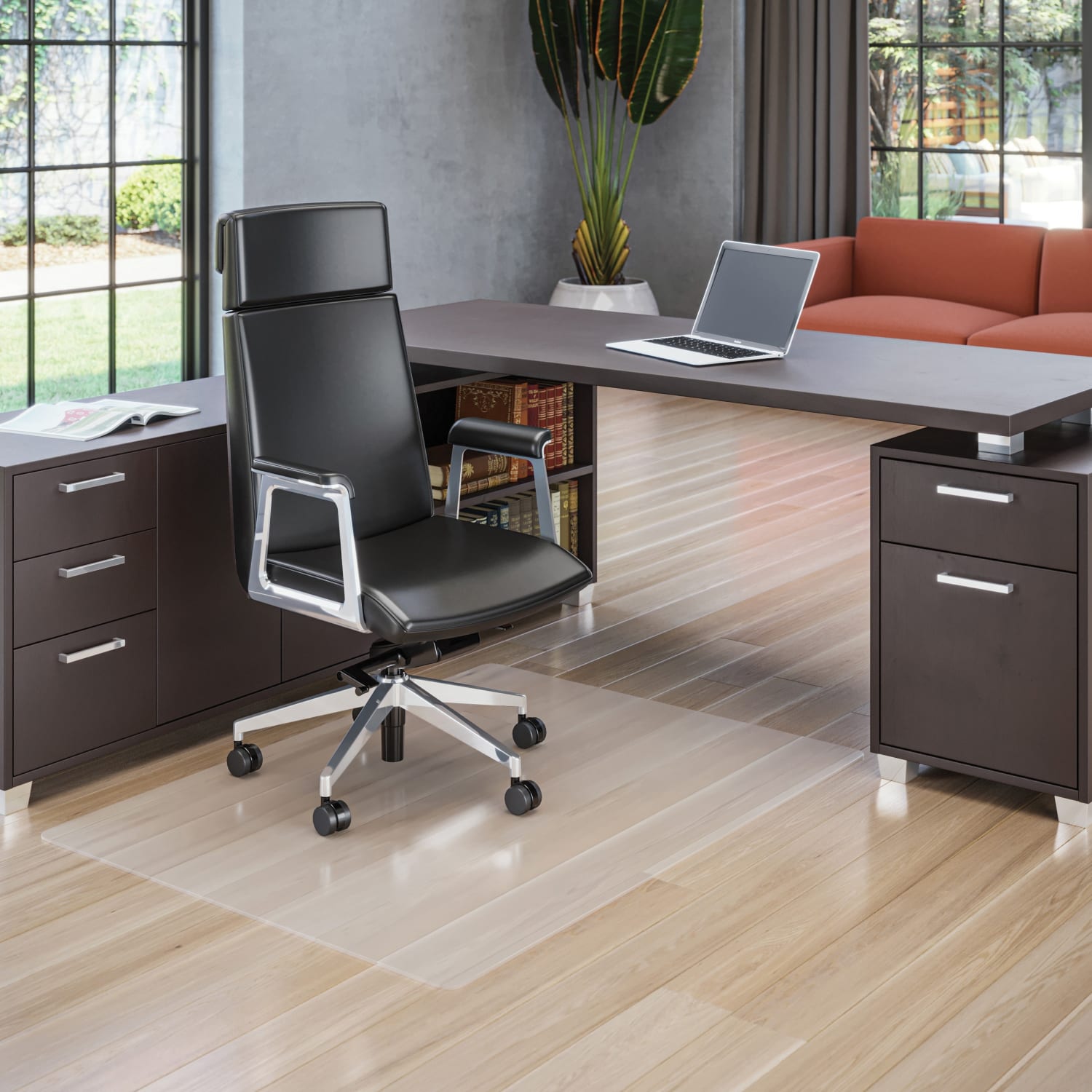 Deflecto Clear Polycarbonate Chair Mat For Hard Floors, 45inW x 53inD - Image 3
