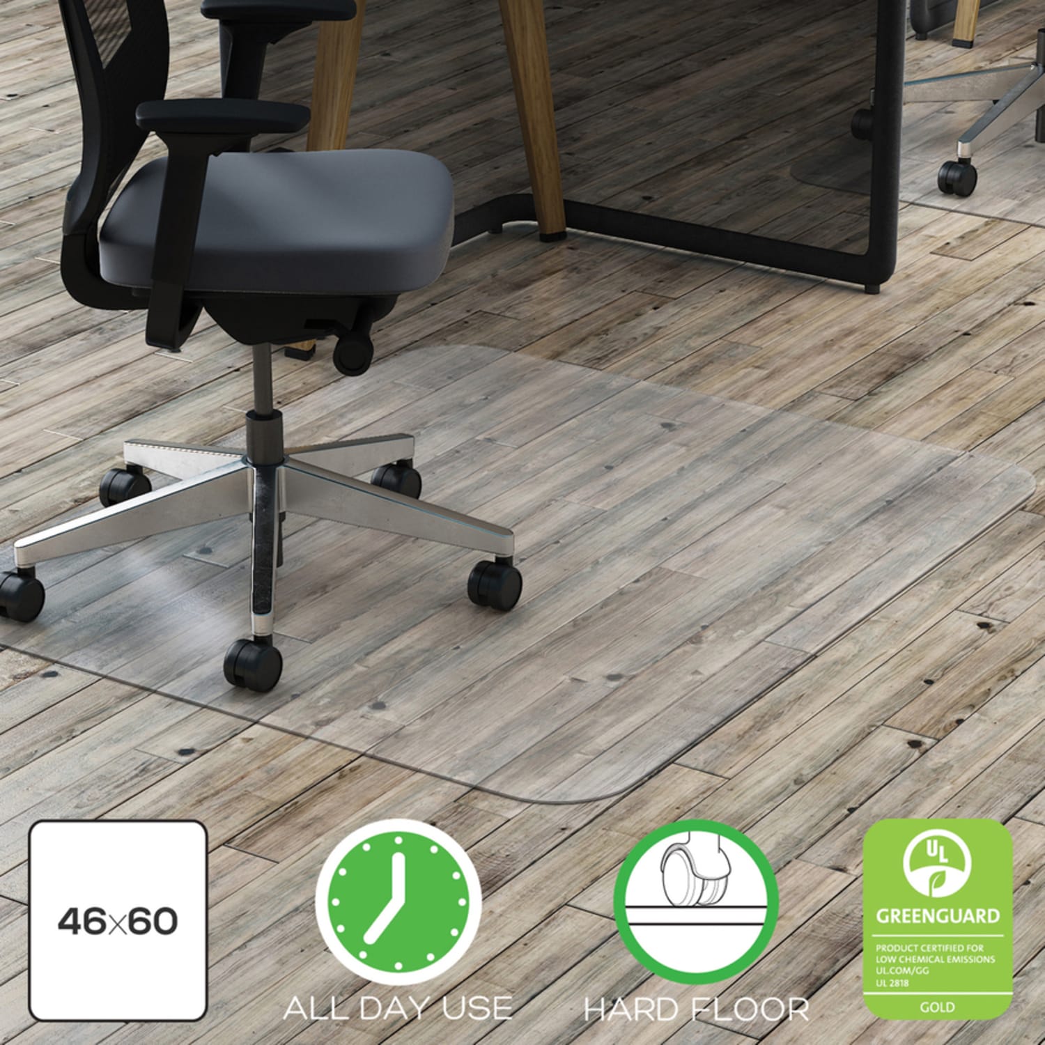 Deflecto Clear Polycarbonate Chair Mat For Hard Floors, 46inW x 60inD - Image 5