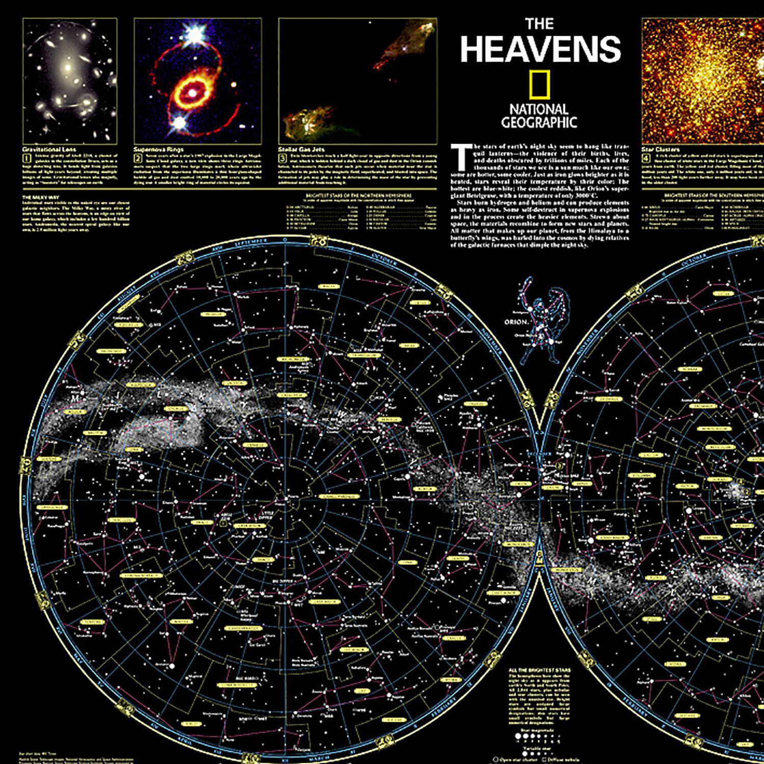 National Geographic The Heavens Map, Laminated, 30.5in x 22.75in - Image 3