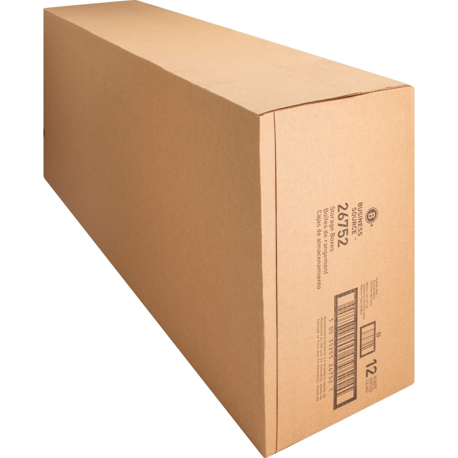 Business Source Light-Duty Storage Boxes With Lift-Off Lids, Letter Size, 12in x 24in x 10in, White, Box Of 12 - Image 3