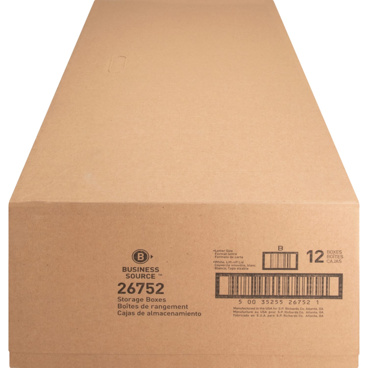 Business Source Light-Duty Storage Boxes With Lift-Off Lids, Letter Size, 12in x 24in x 10in, White, Box Of 12 - Image 5