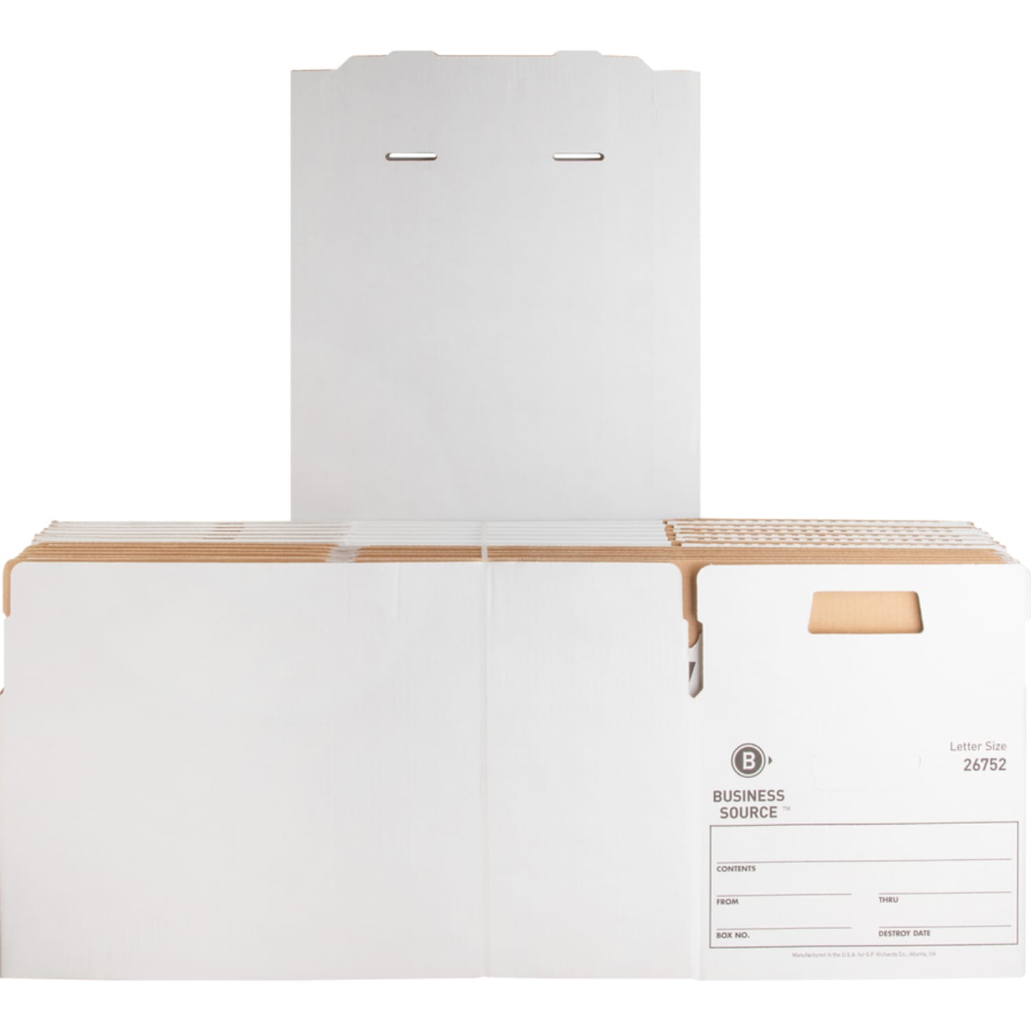 Business Source Light-Duty Storage Boxes With Lift-Off Lids, Letter Size, 12in x 24in x 10in, White, Box Of 12 - Image 6