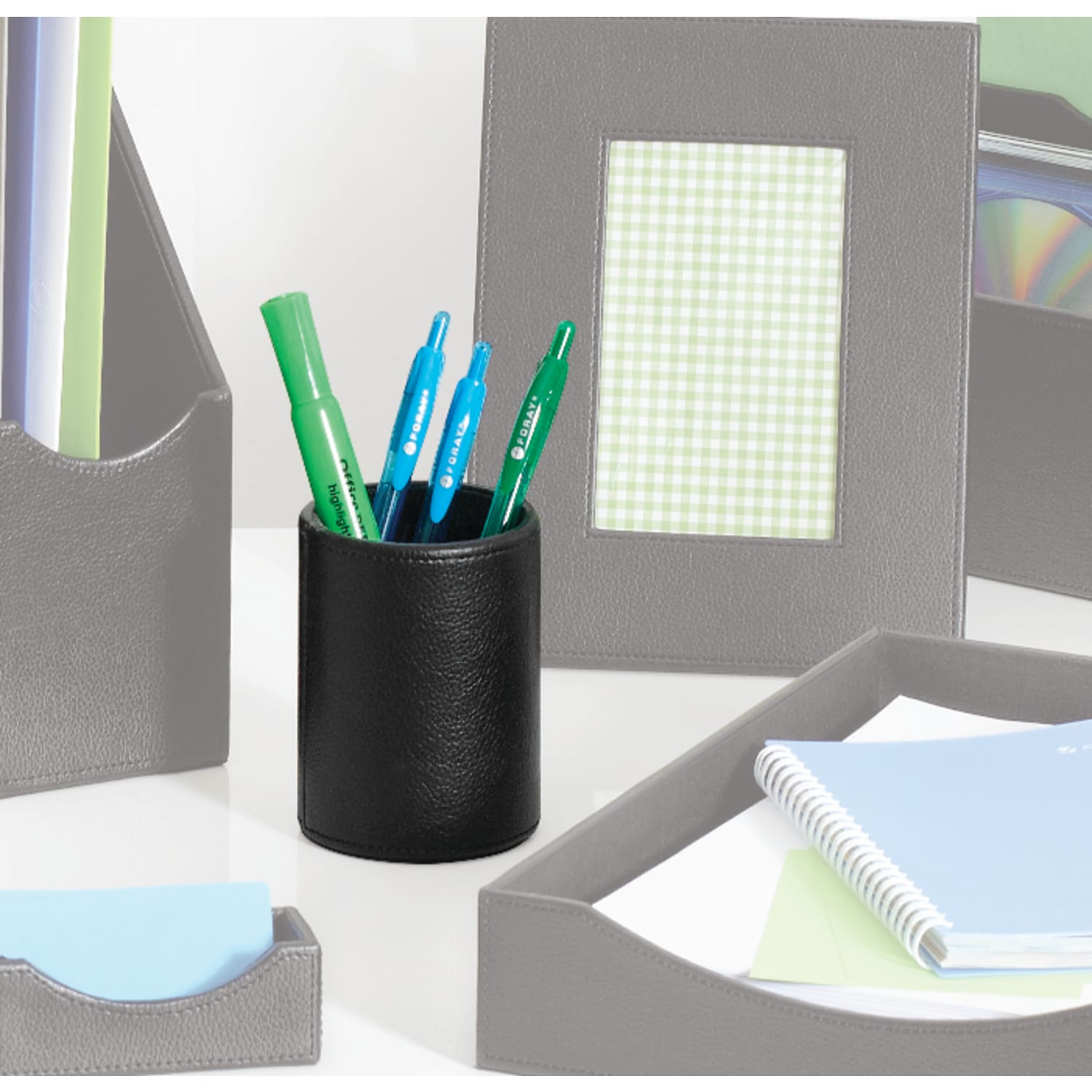 Realspace Black Faux Leather Pencil Cup - Image 3