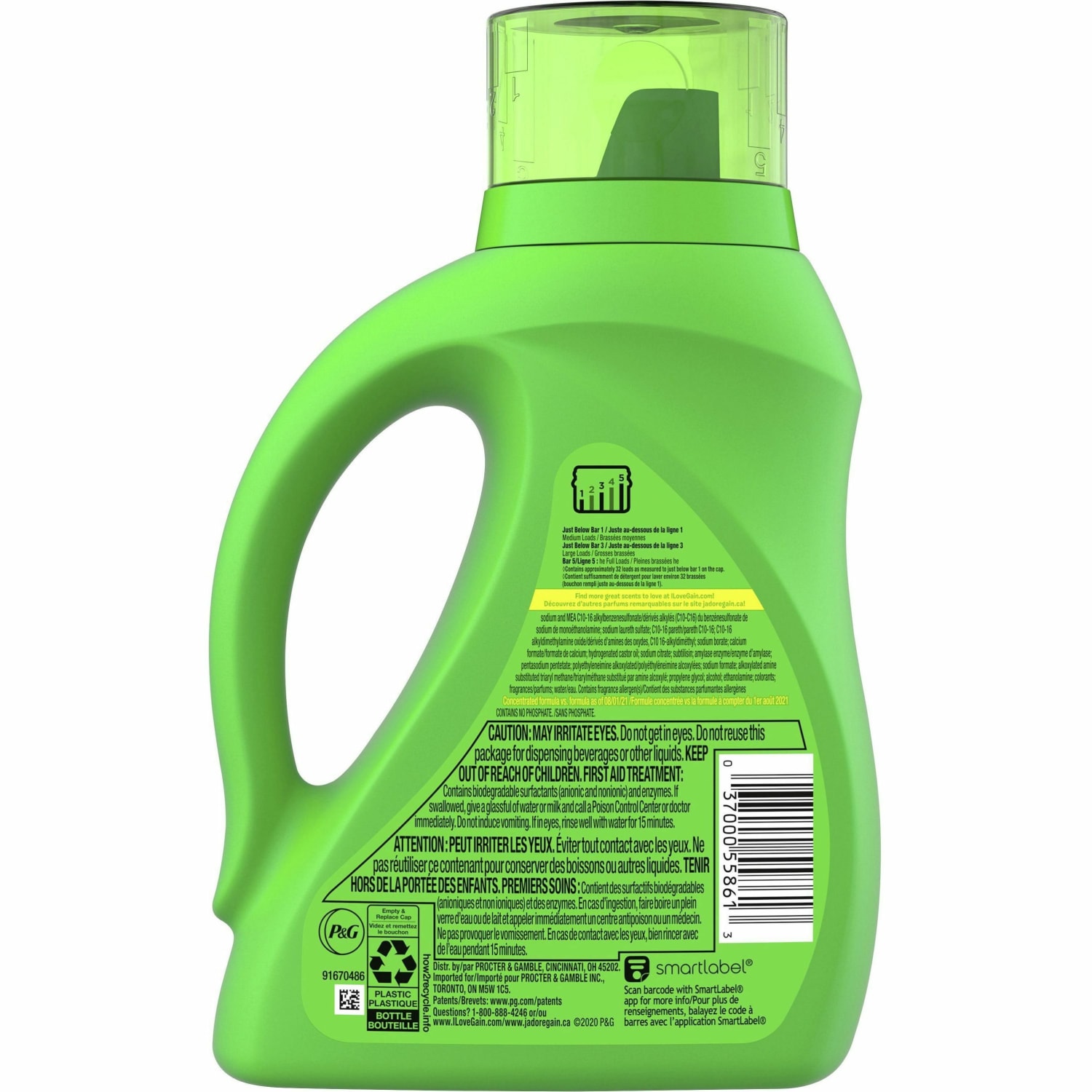 Gain Detergent With Aroma Boost - 46 fl oz (1.4 quart) - Original Scent - Green - 1 Bottle - Image 3