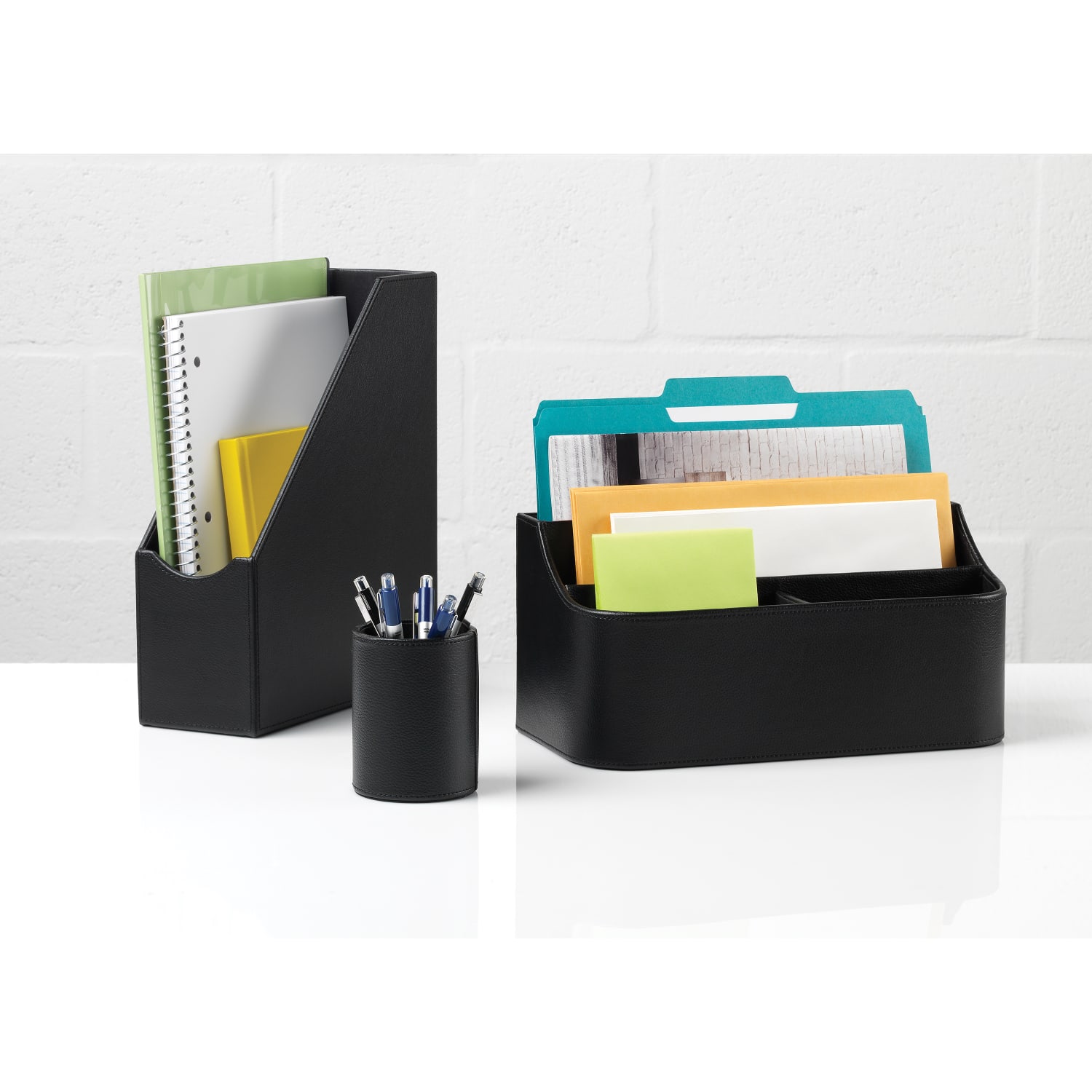 Realspace Black Faux Leather Desk Valet - Image 6