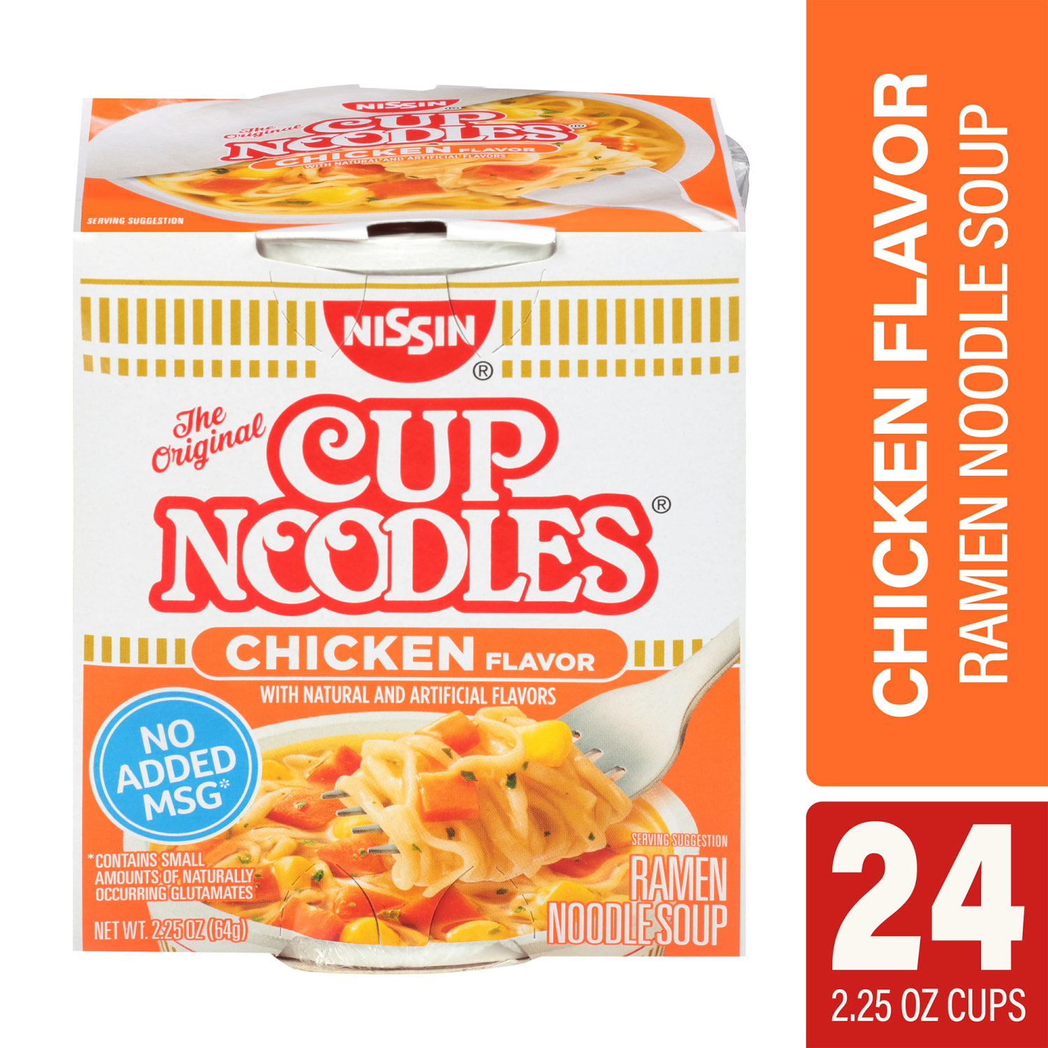 Nissin Chicken Flavor Ramen Noodle Soup Cups, 2.25 Oz, Pack Of 24 Cups - Image 3