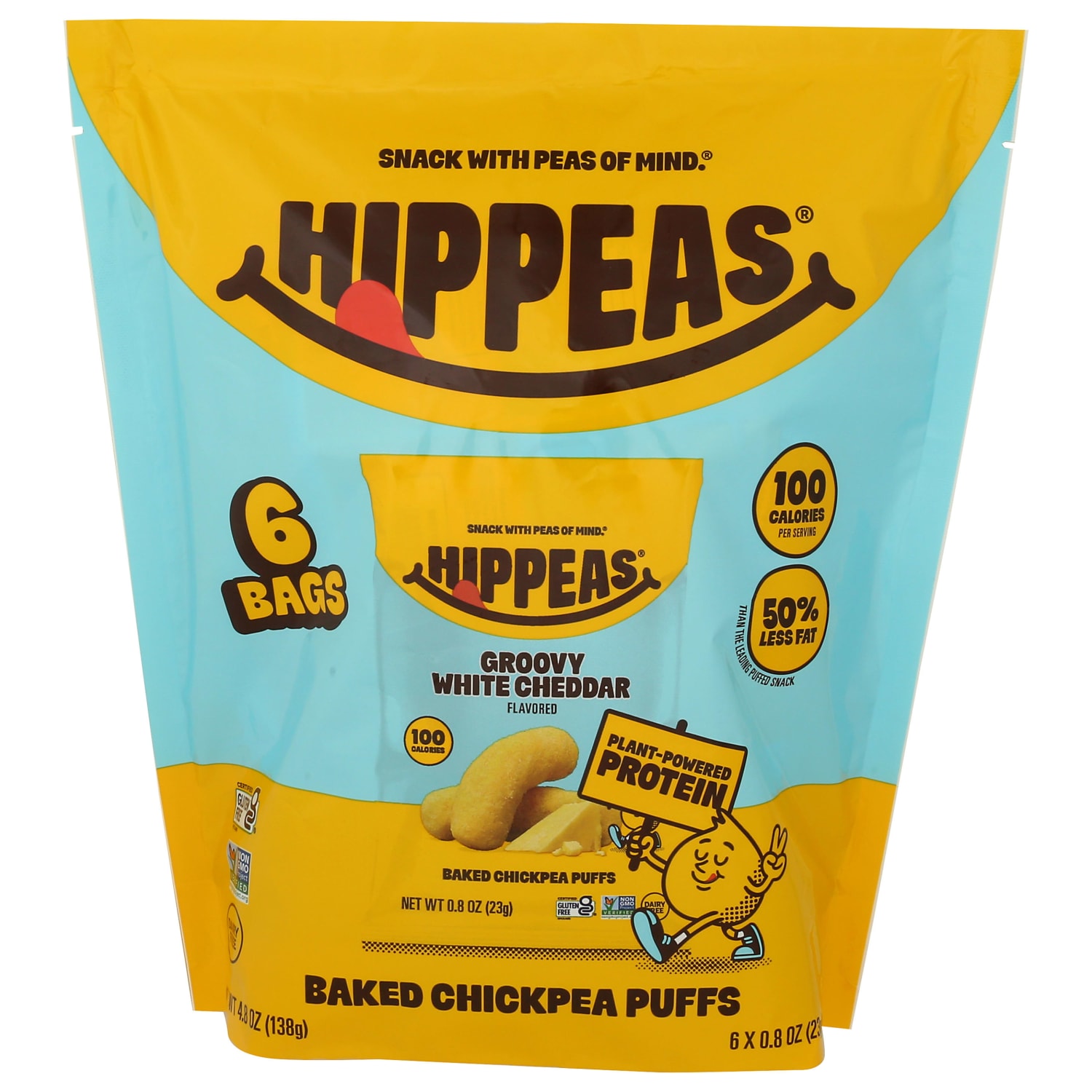 HIPPEAS Chickpea Puffs, White Cheddar, 0.8 Oz, Total Qty 72